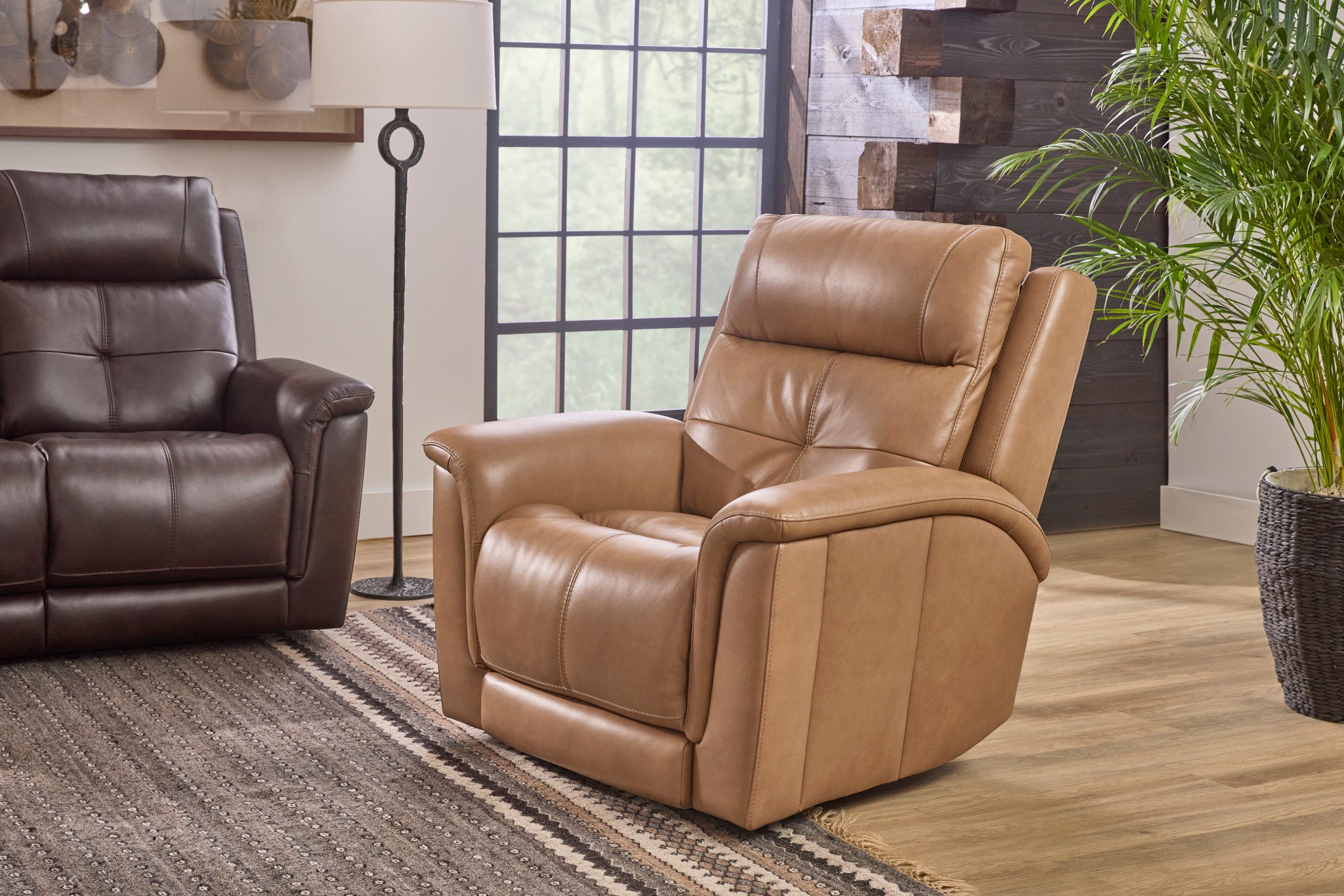 Ranger Brown Leather Power Recliner with Power Headrest, Lumbar, Heat & Massage