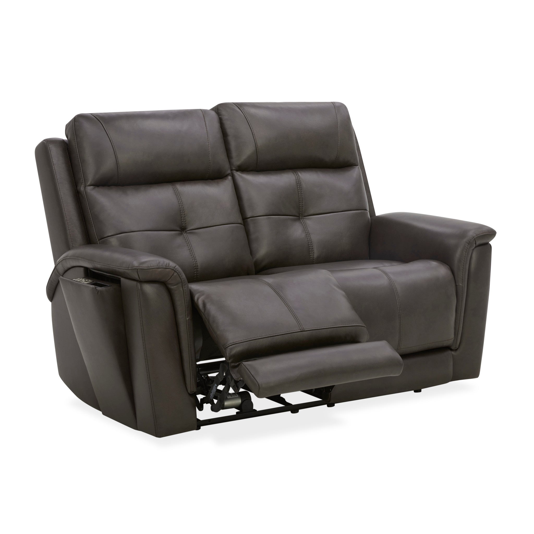 Ranger Rustic Brown Leather Power Reclining Loveseat with Power Headrest, Lumbar, Heat & Massage