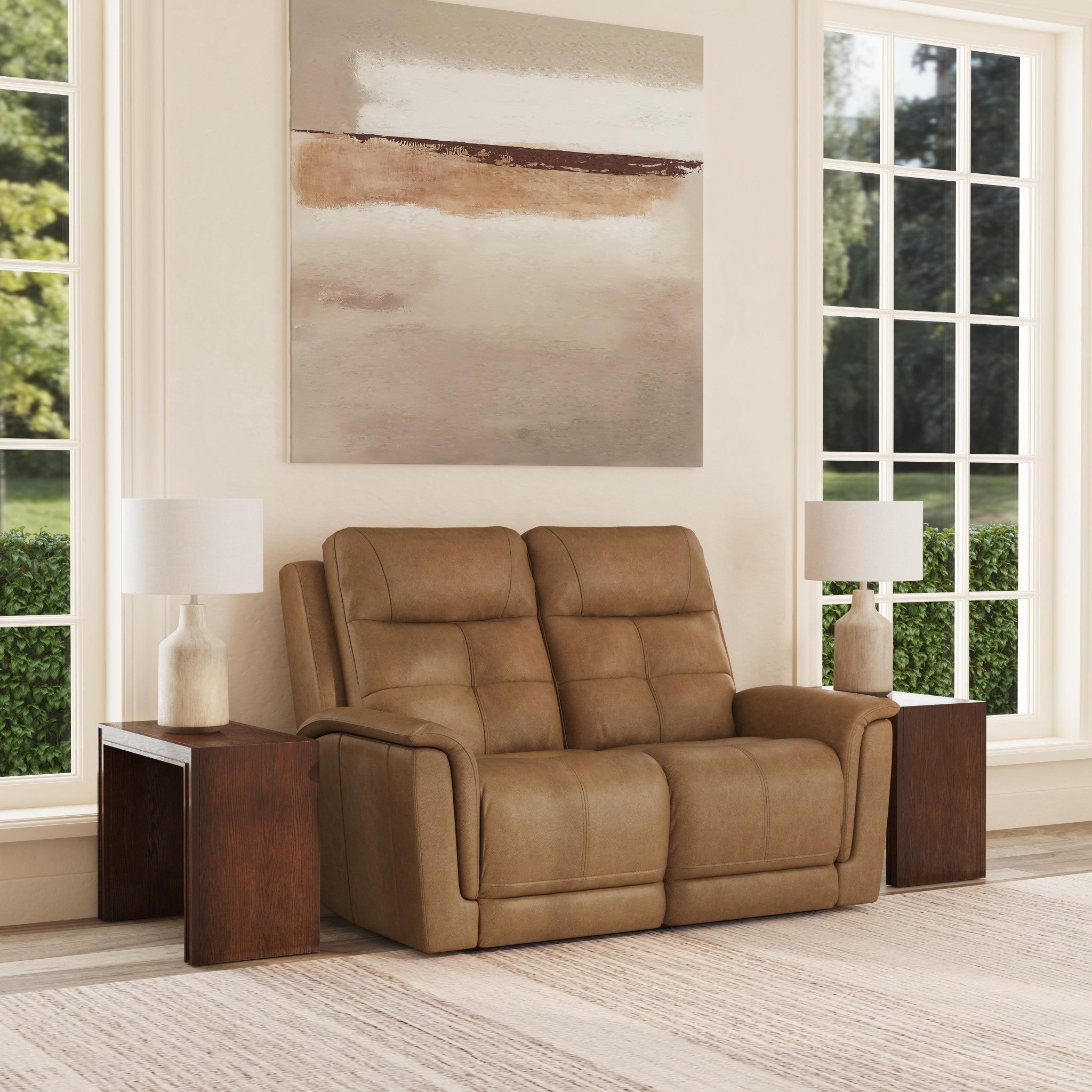 Ranger Leather Power Reclining Loveseat with Power Headrest, Lumbar, Heat & Massage