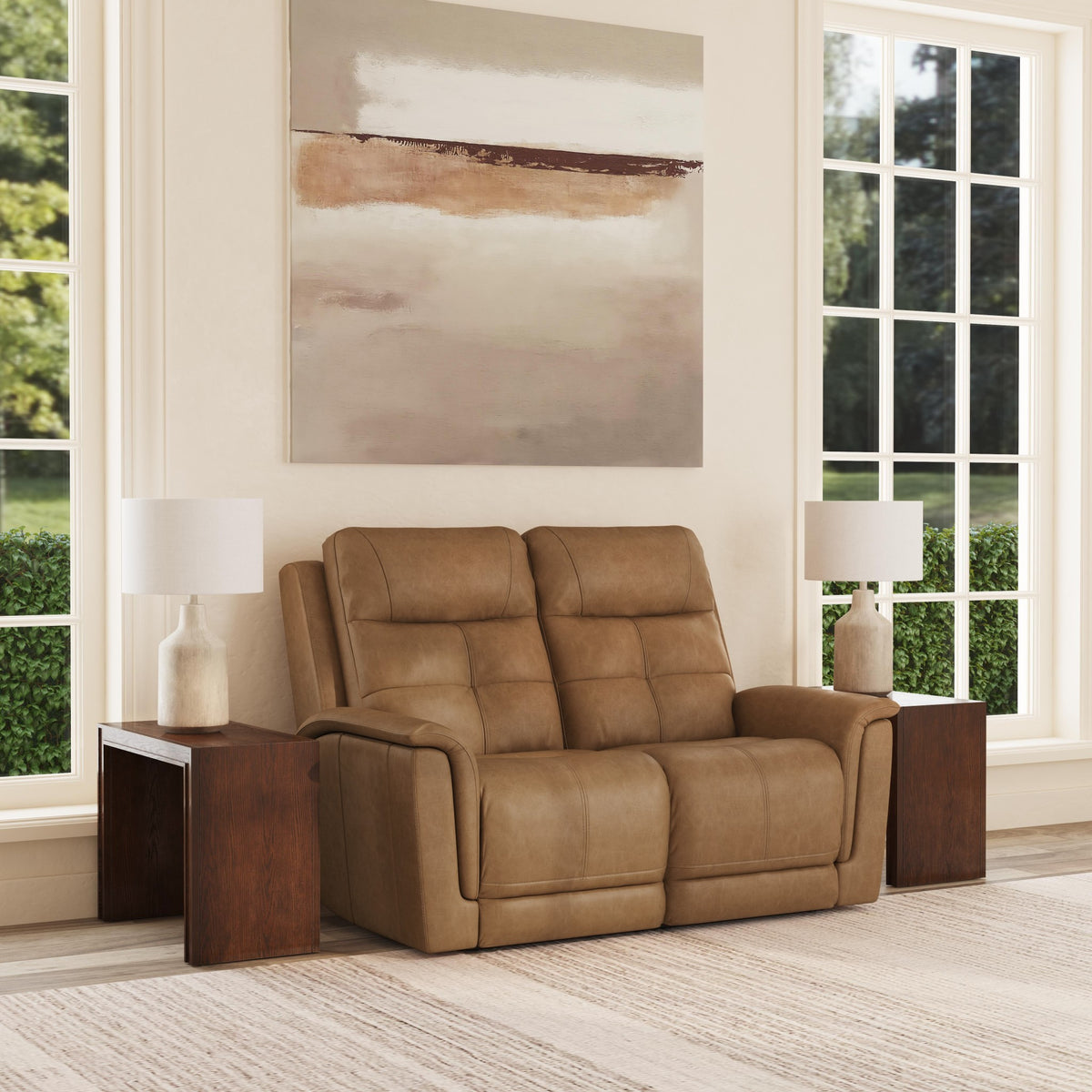 Ranger Leather Power Reclining Loveseat with Power Headrest, Lumbar, Heat & Massage