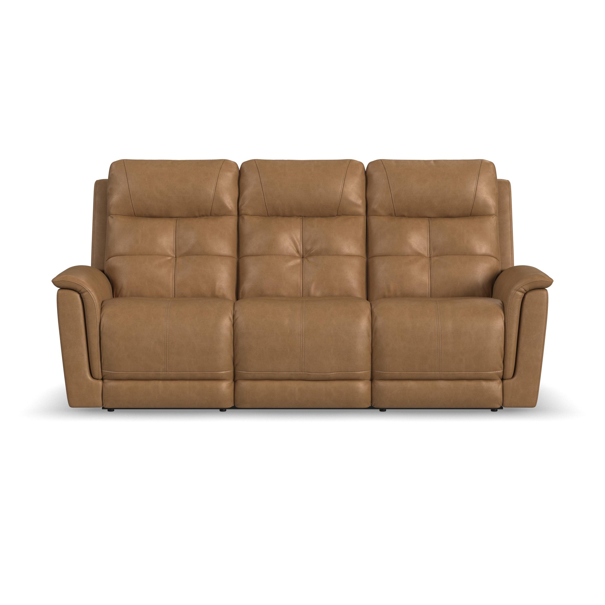 Ranger Oakridge Leather Power Reclining Sofa with Console, Power Headrest, Lumbar, Heat & Massage