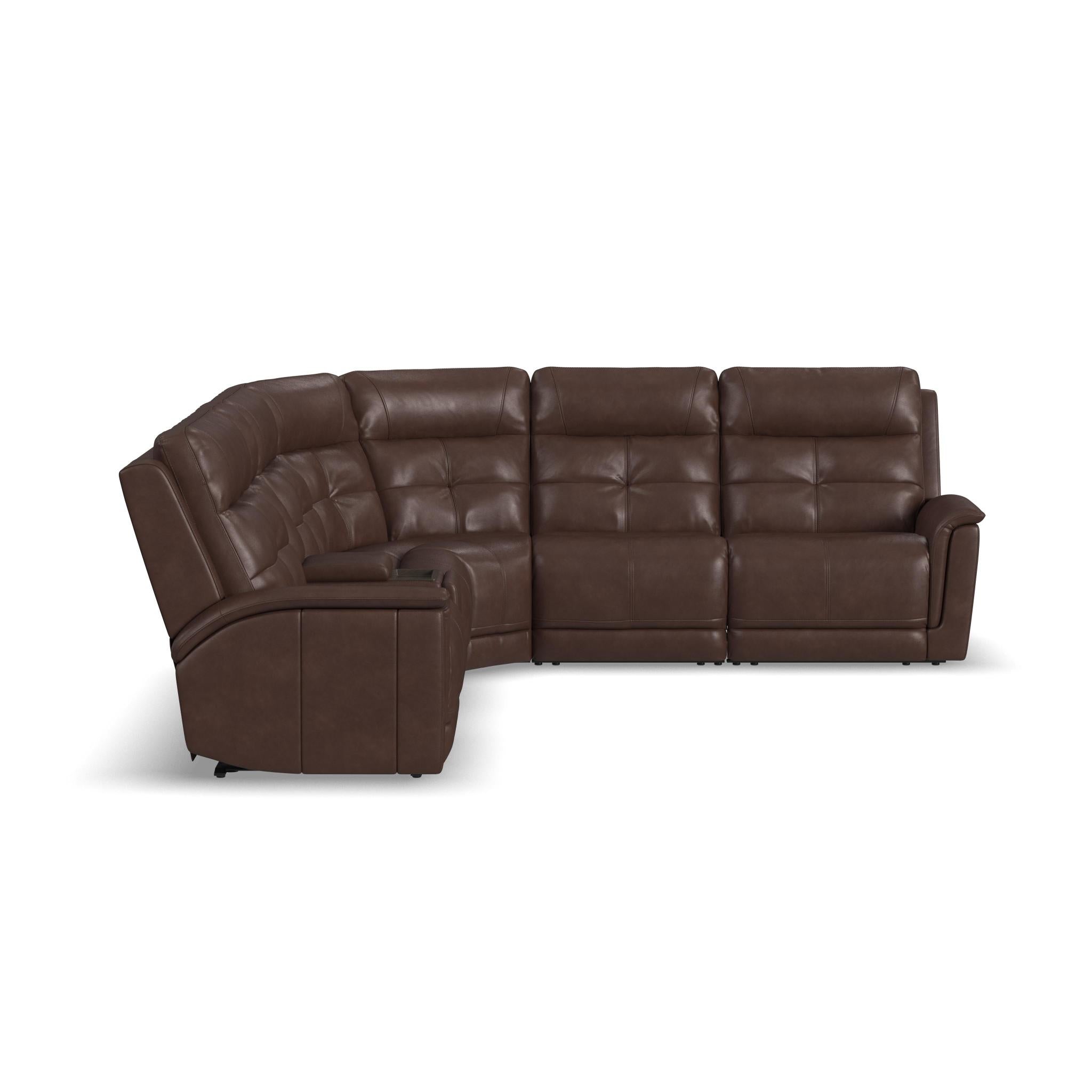 Ranger Leather Power Reclining Sectional with Power Headrest, Lumbar and Heat, Massage