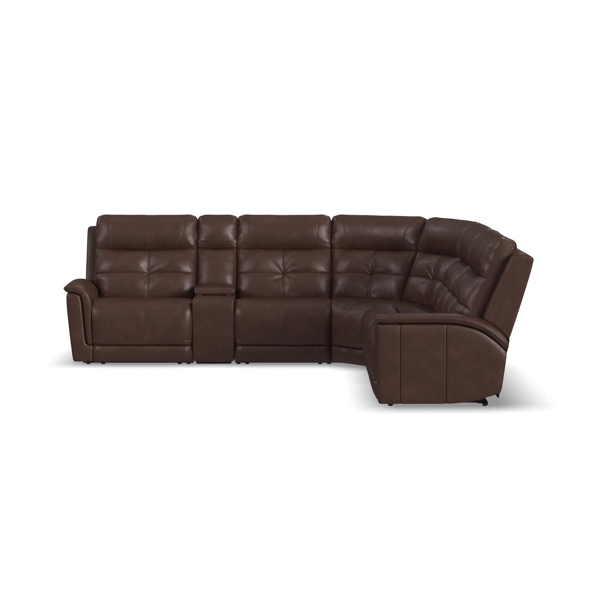 Ranger Leather Power Reclining Sectional with Power Headrest, Lumbar and Heat, Massage