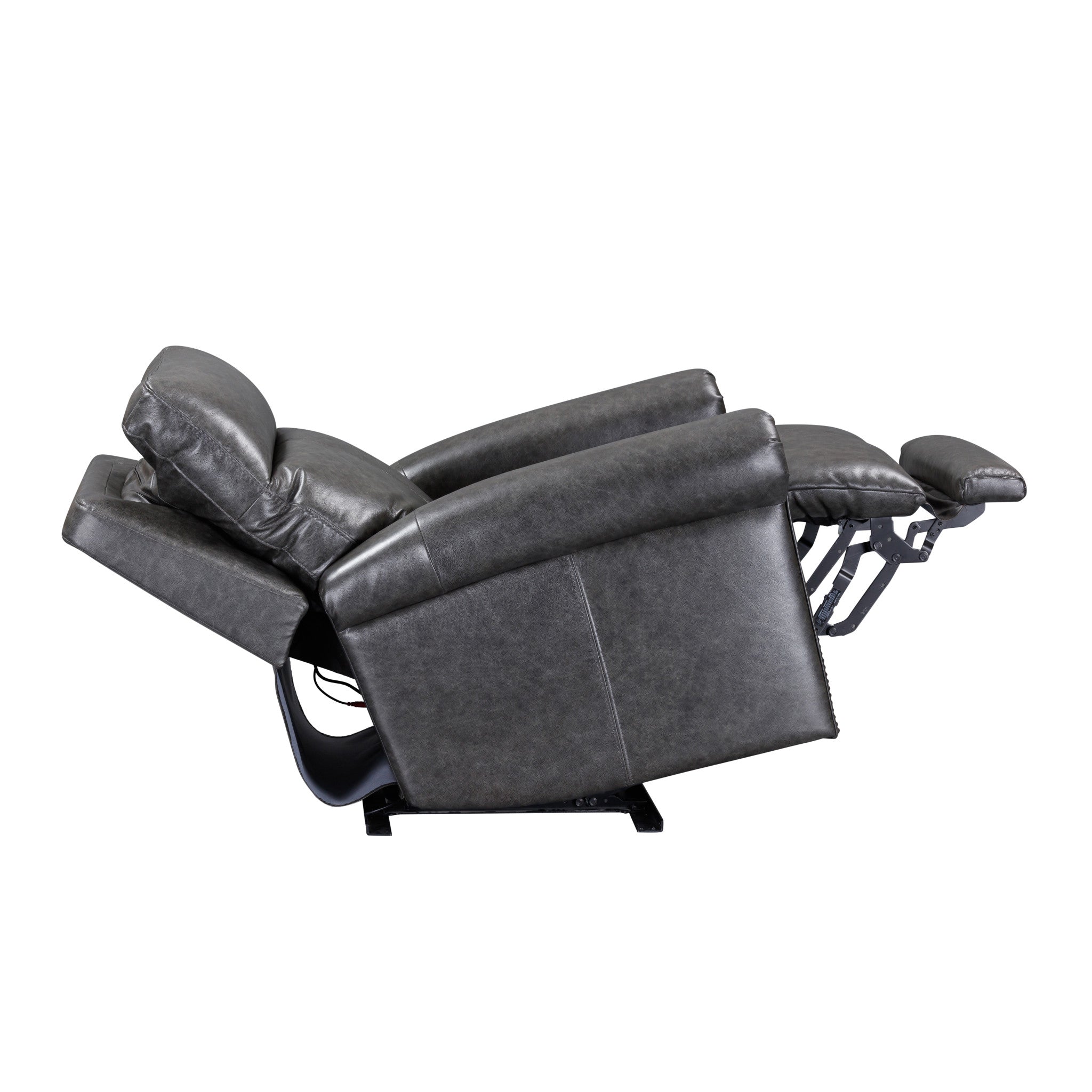 Alexander Weathered Stone Leather Power Recliner with Power Headrest & Lumbar