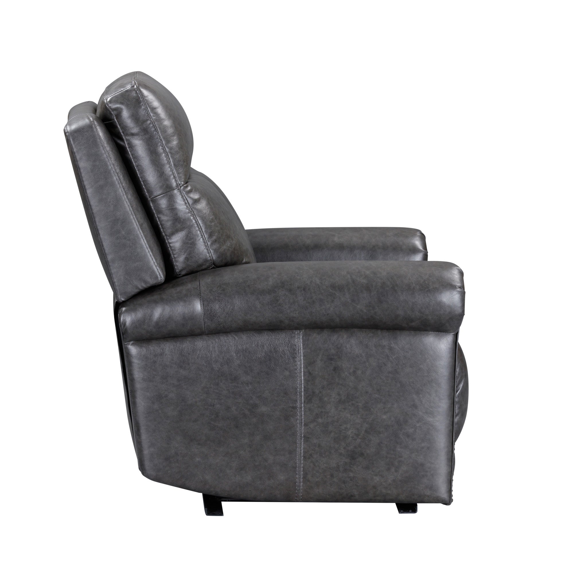 Alexander Weathered Stone Leather Power Recliner with Power Headrest & Lumbar