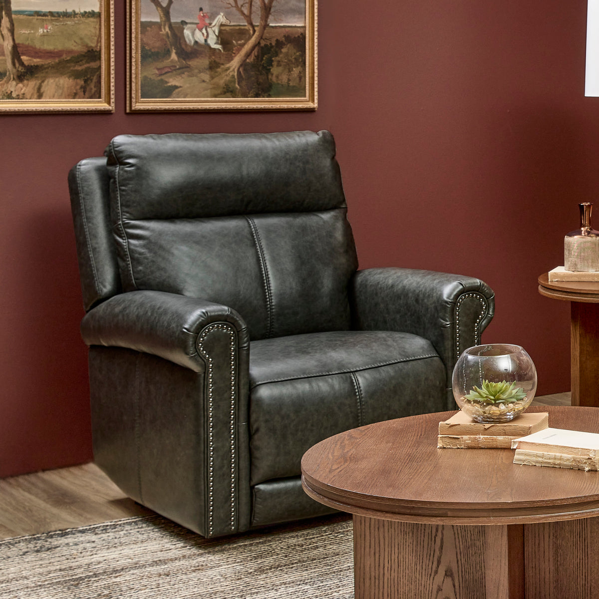 Alexander Leather Power Recliner with Power Headrest & Lumbar
