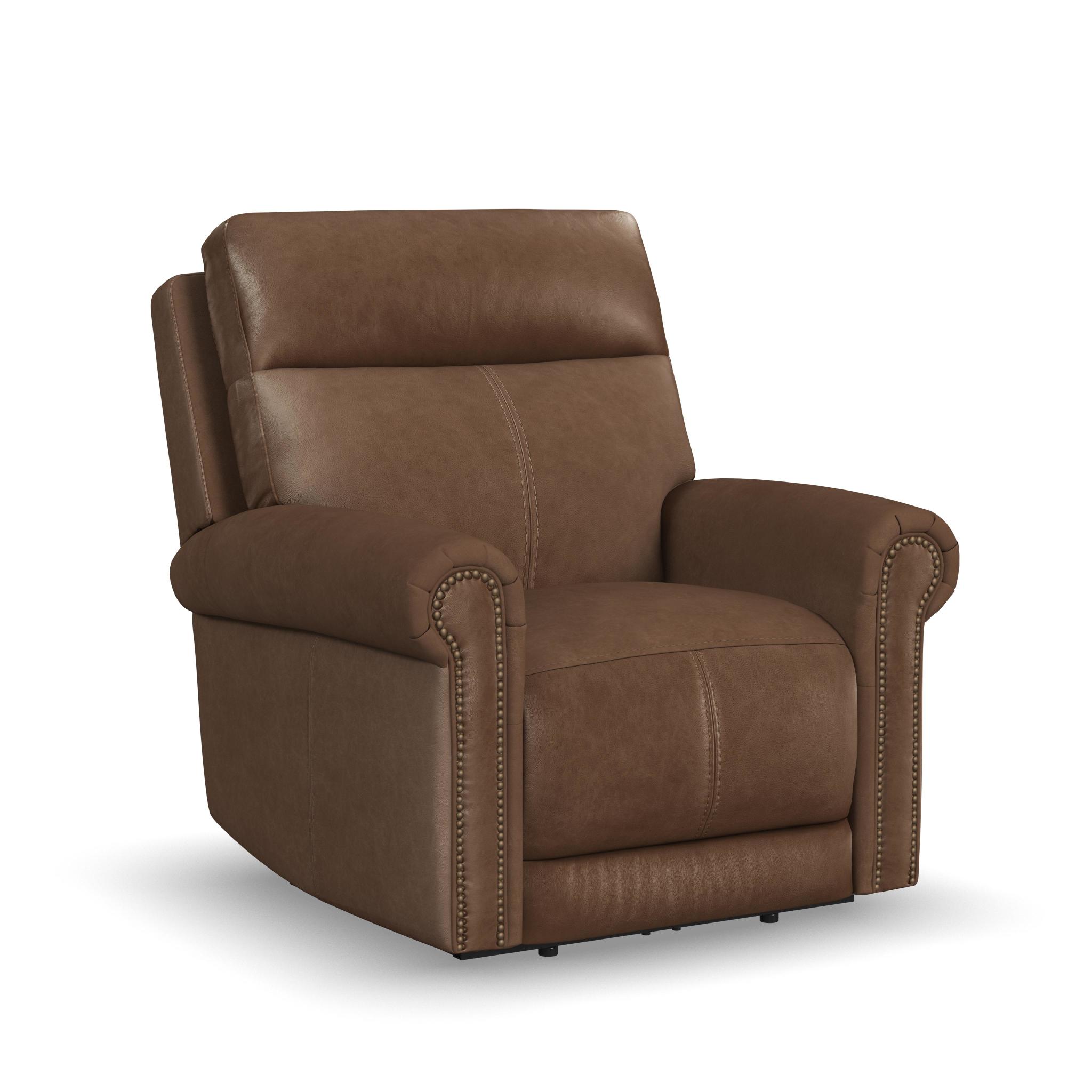Alexander Leather Power Recliner with Power Headrest & Lumbar