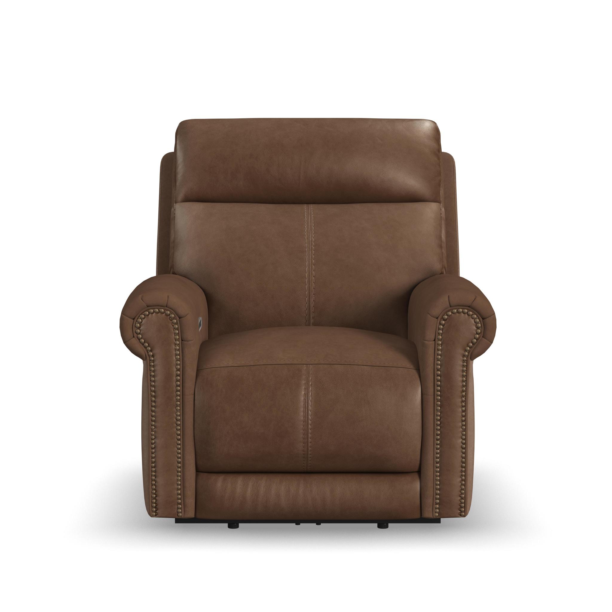Alexander Leather Power Recliner with Power Headrest & Lumbar