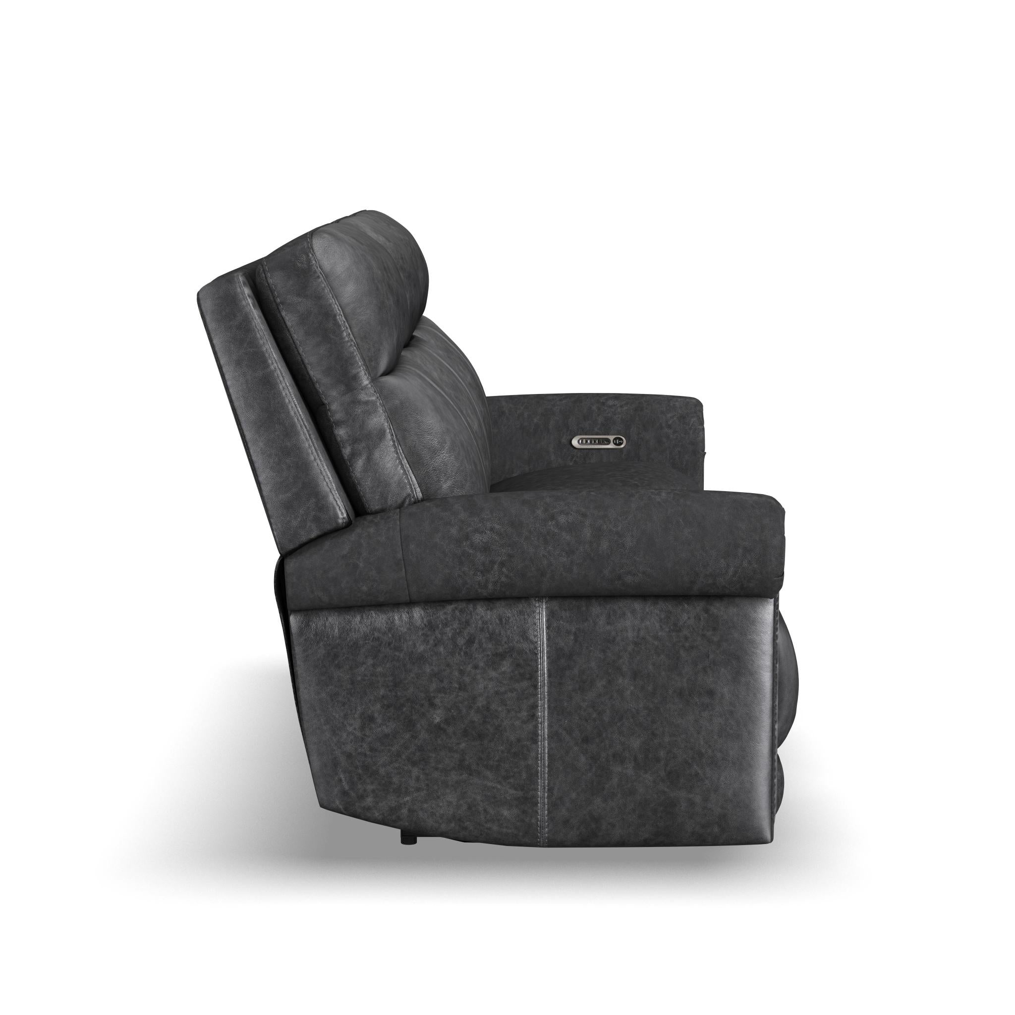 Alexander Leather Power Reclining Sofa with Console, Power Headrest & Lumbar