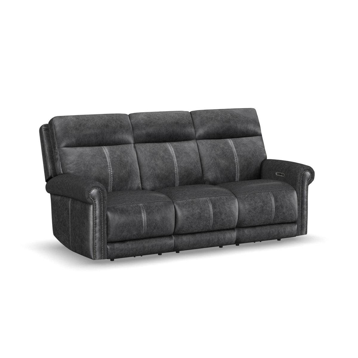 Alexander Leather Power Reclining Sofa with Console, Power Headrest & Lumbar