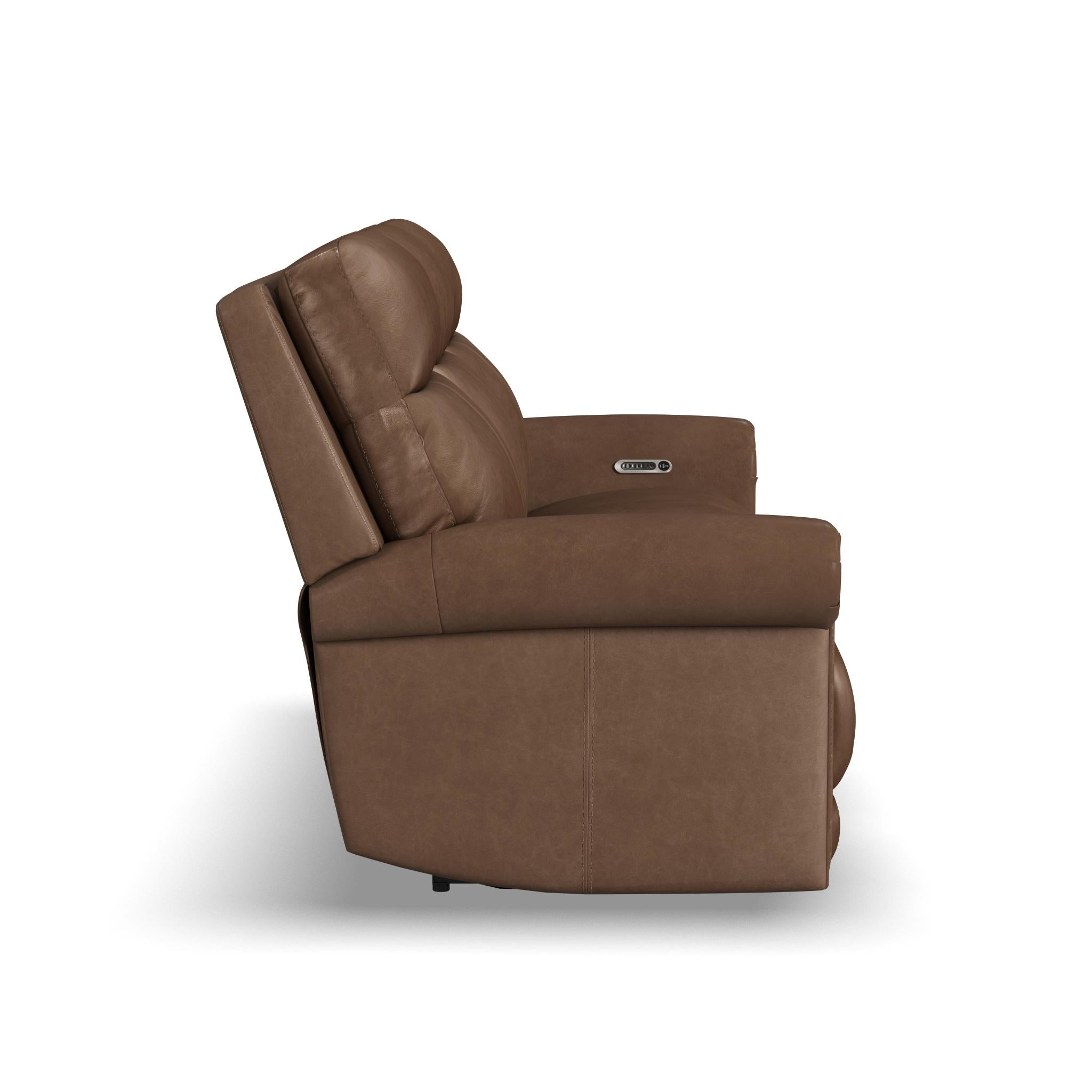 Alexander Tawny Leather Power Reclining Sofa with Console, Power
