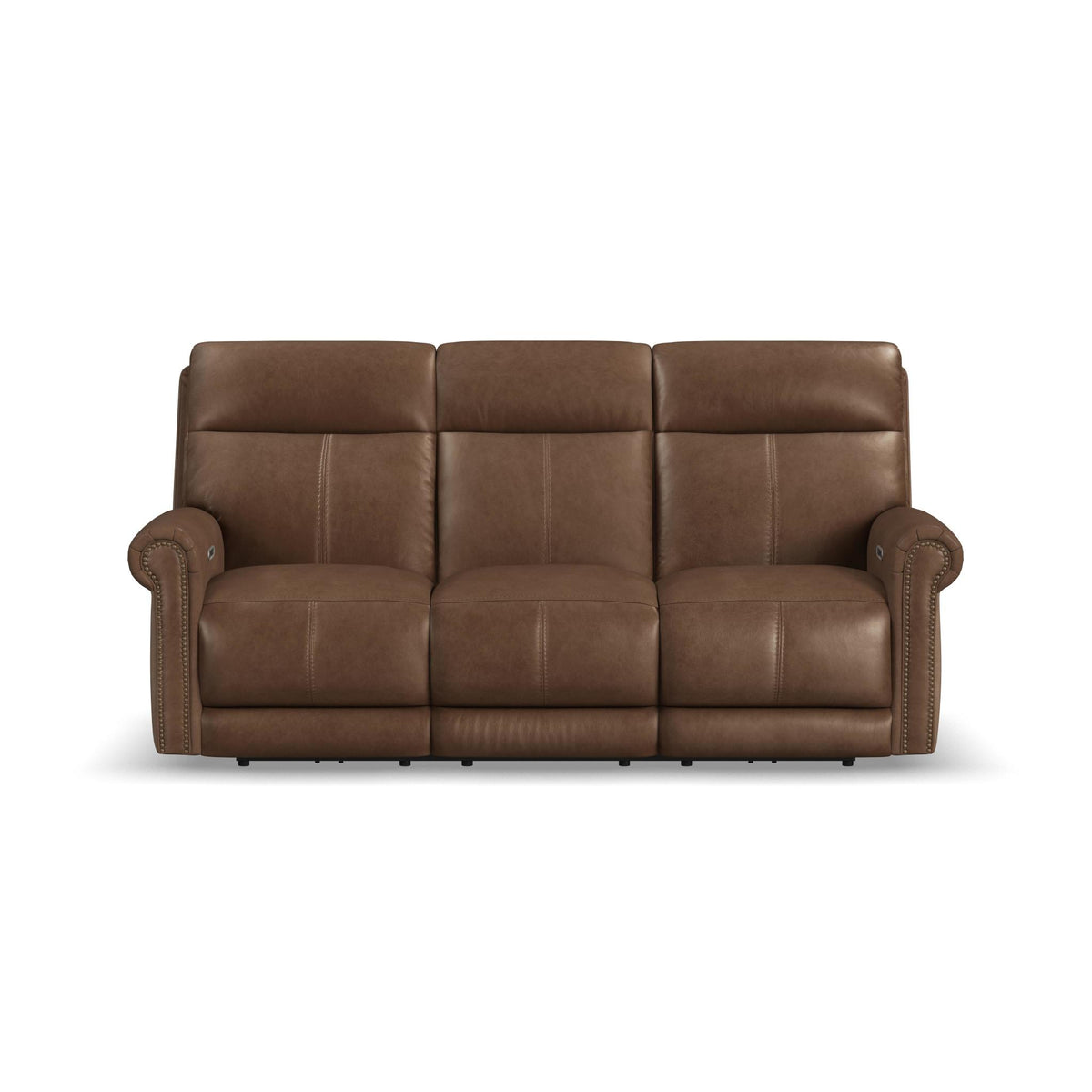 Alexander Leather Power Reclining Sofa with Console, Power Headrest & Lumbar