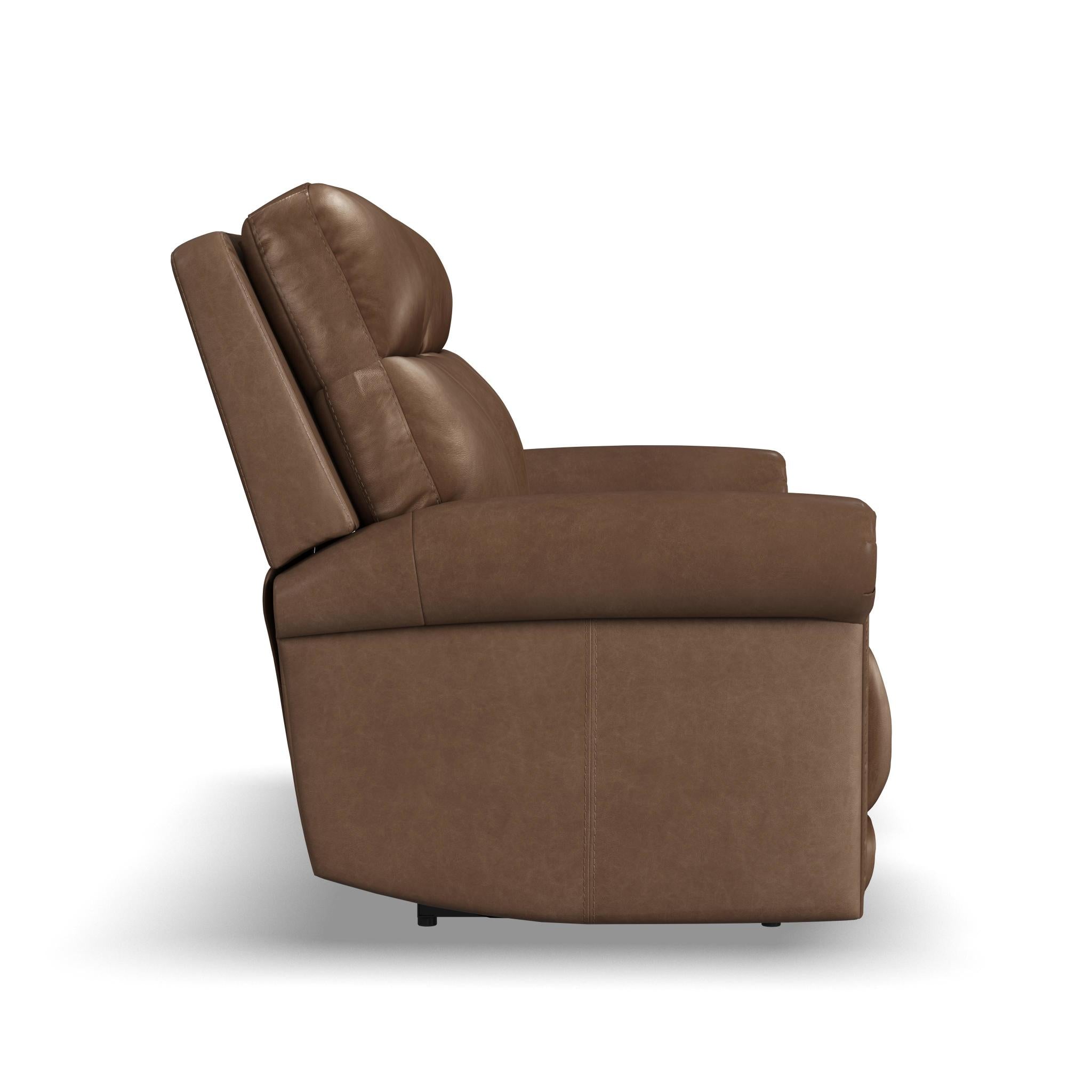 Alexander Leather Power Reclining Loveseat with Console, Power Headrest & Lumbar