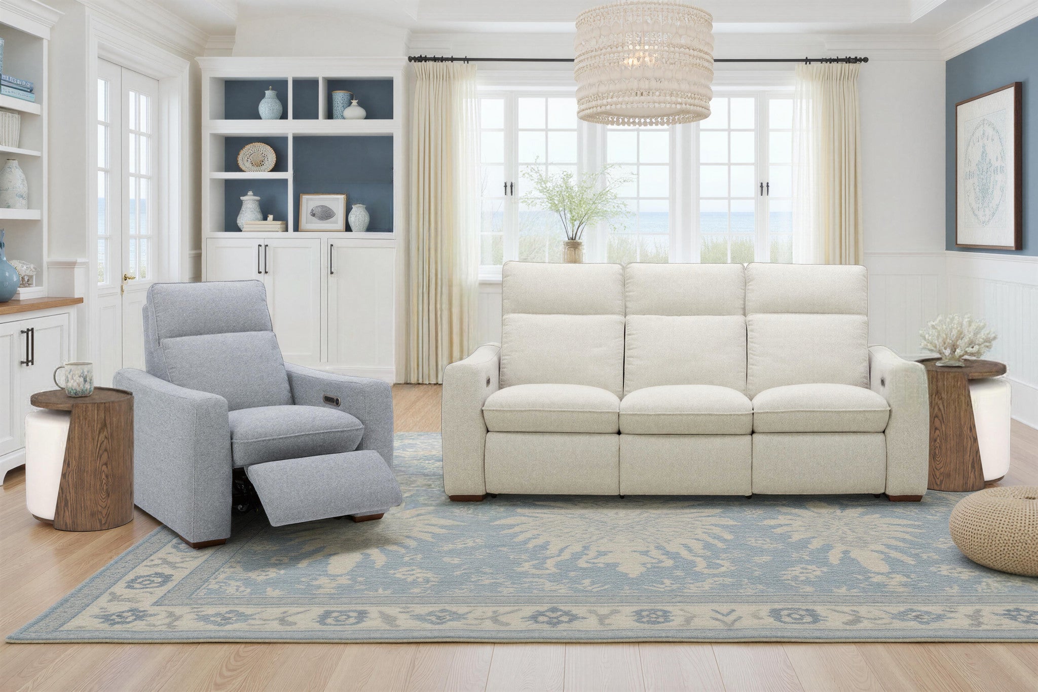 Ava Fabric Power Recliner with Power Headrest & Lumbar