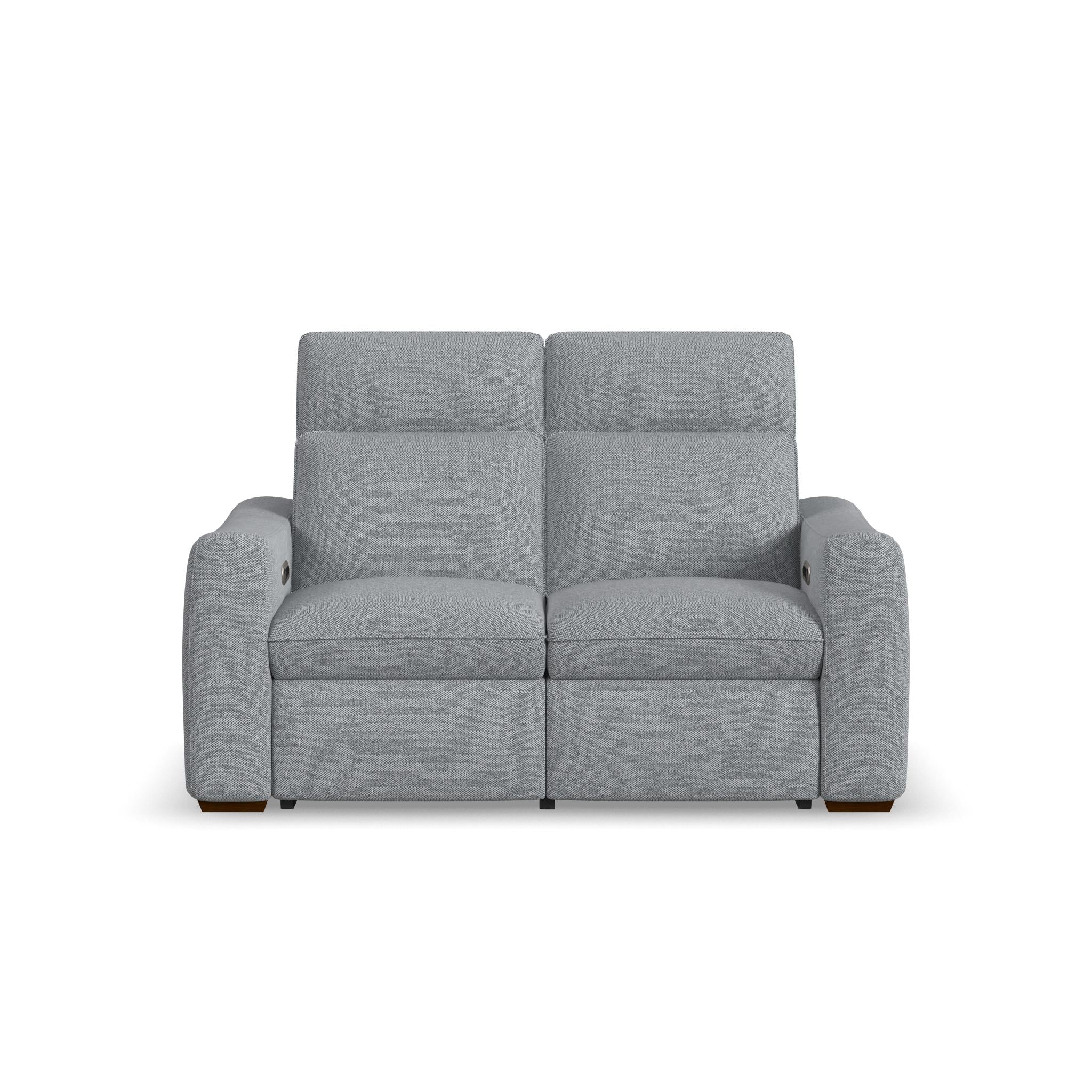 Ava Stonewash Fabric Power Reclining Loveseat with Power Headrest & Lumbar