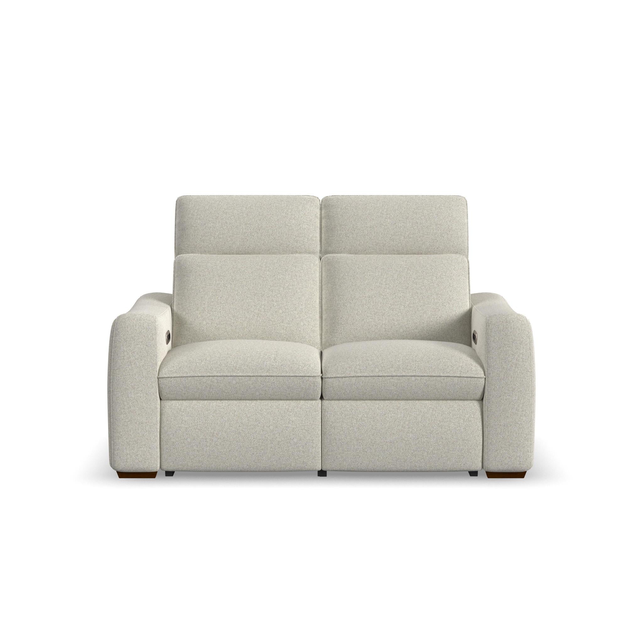 Ava Silver Sand Fabric Power Reclining Loveseat with Power Headrest & Lumbar
