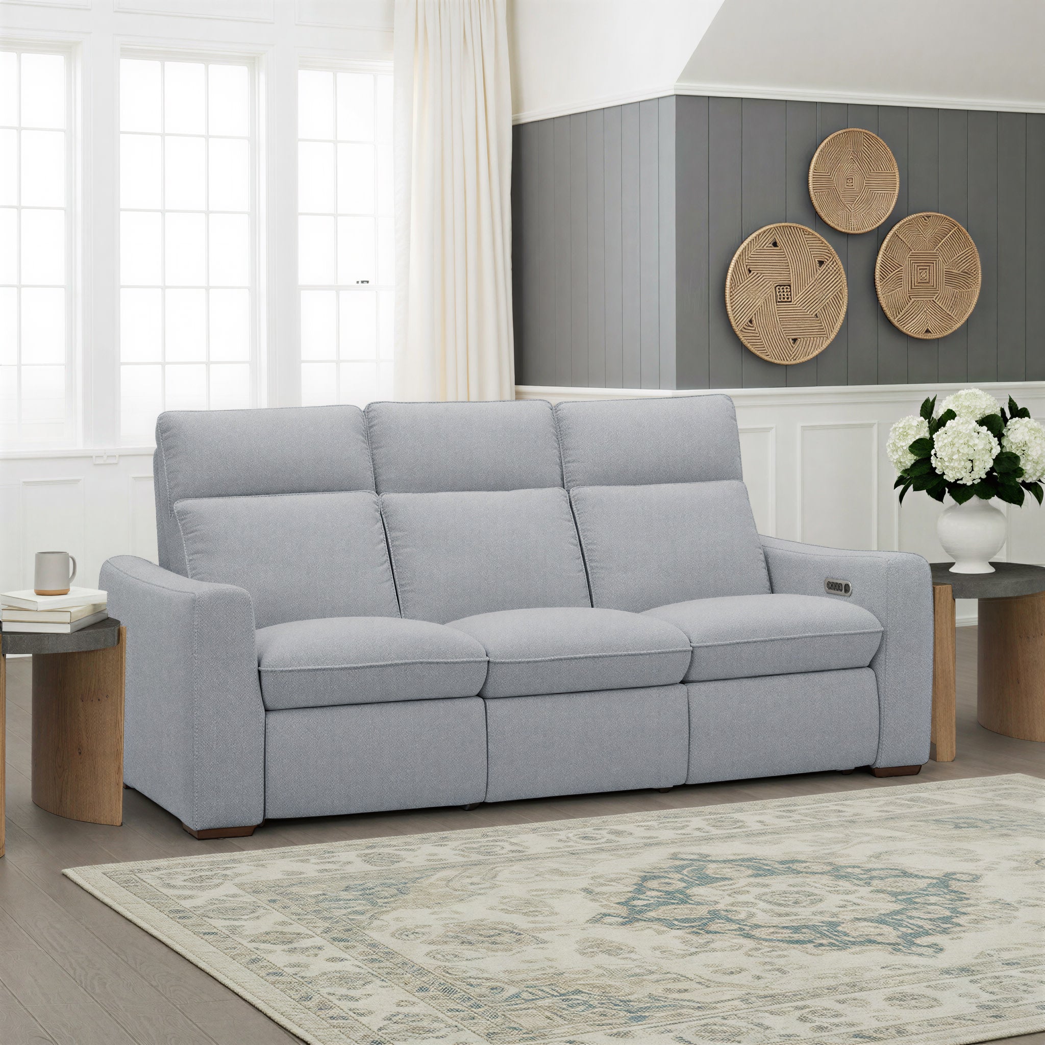 Ava Fabric Power Reclining Sofa with Power Headrest & Lumbar
