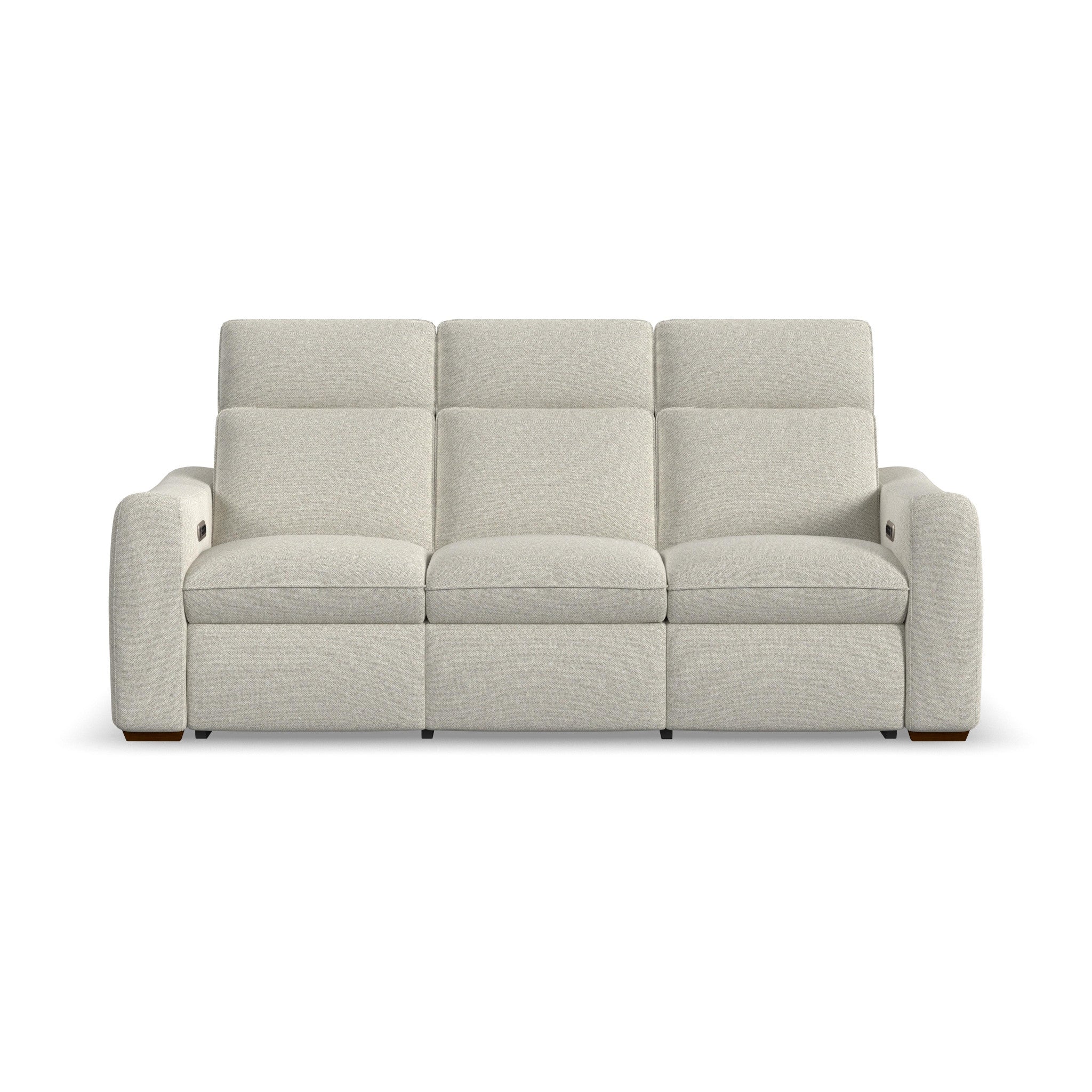 Ava Silver Sand Fabric Power Reclining Sofa with Power Headrest & Lumbar