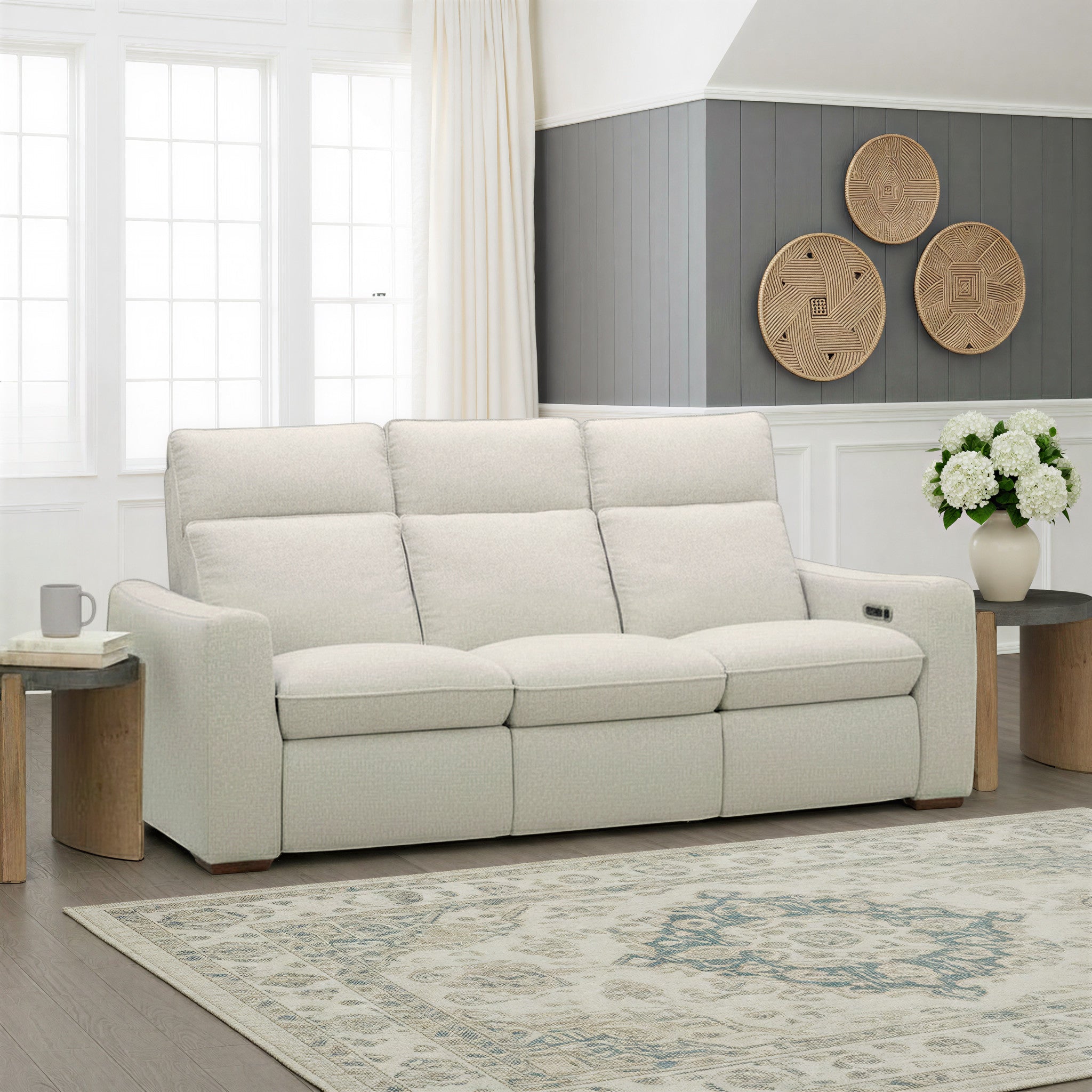 Ava Fabric Power Reclining Sofa with Power Headrest & Lumbar