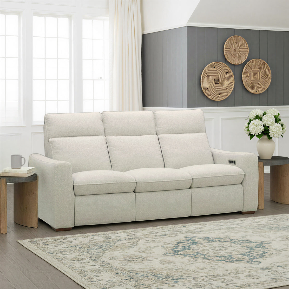 Ava Fabric Power Reclining Sofa with Power Headrest & Lumbar