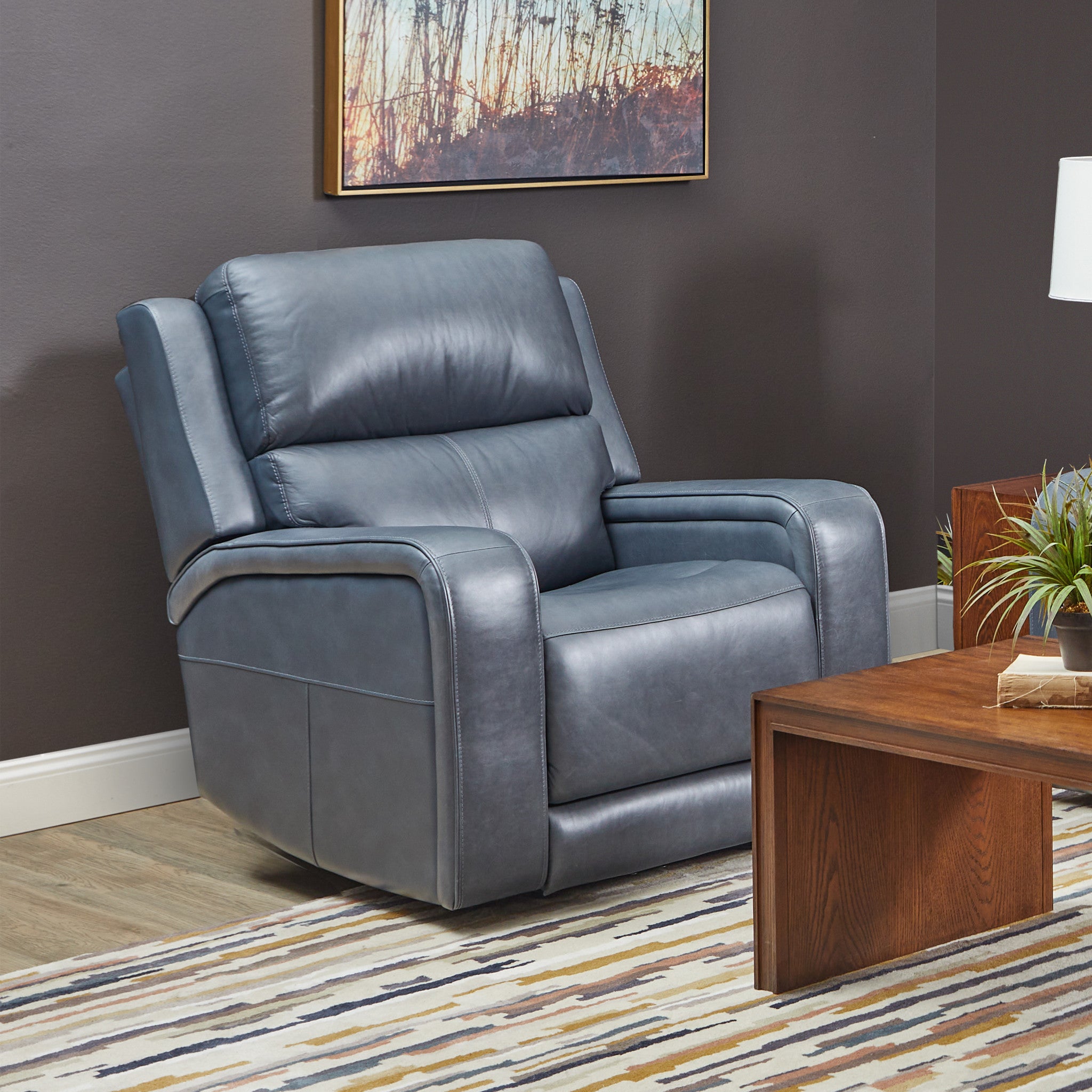 Oasis Leather Power Recliner with Power Headrest, Lumbar, Heat & Massage