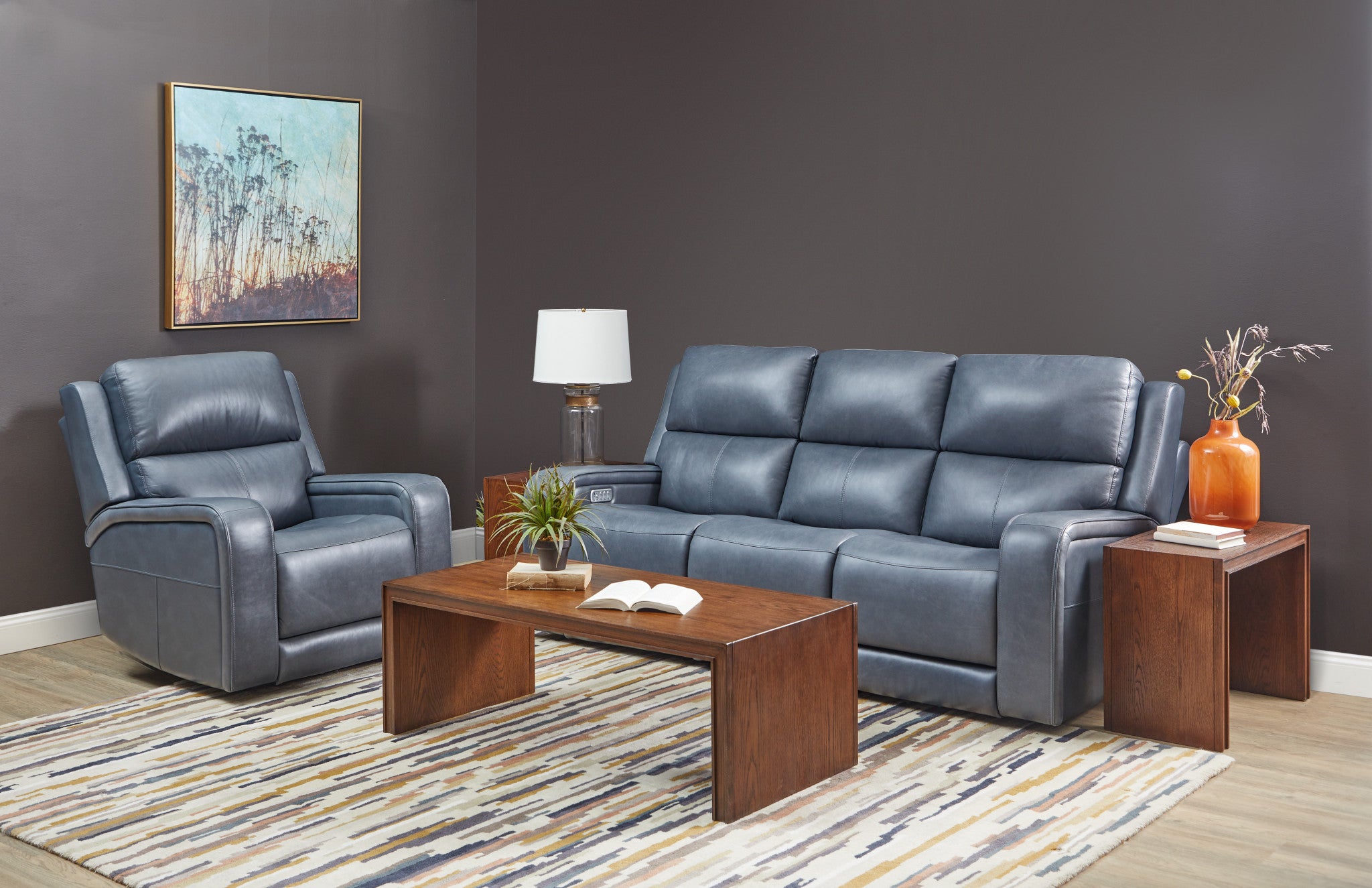 Oasis Leather Power Reclining Sofa with Power Headrests, Lumbar, Heat & Massage
