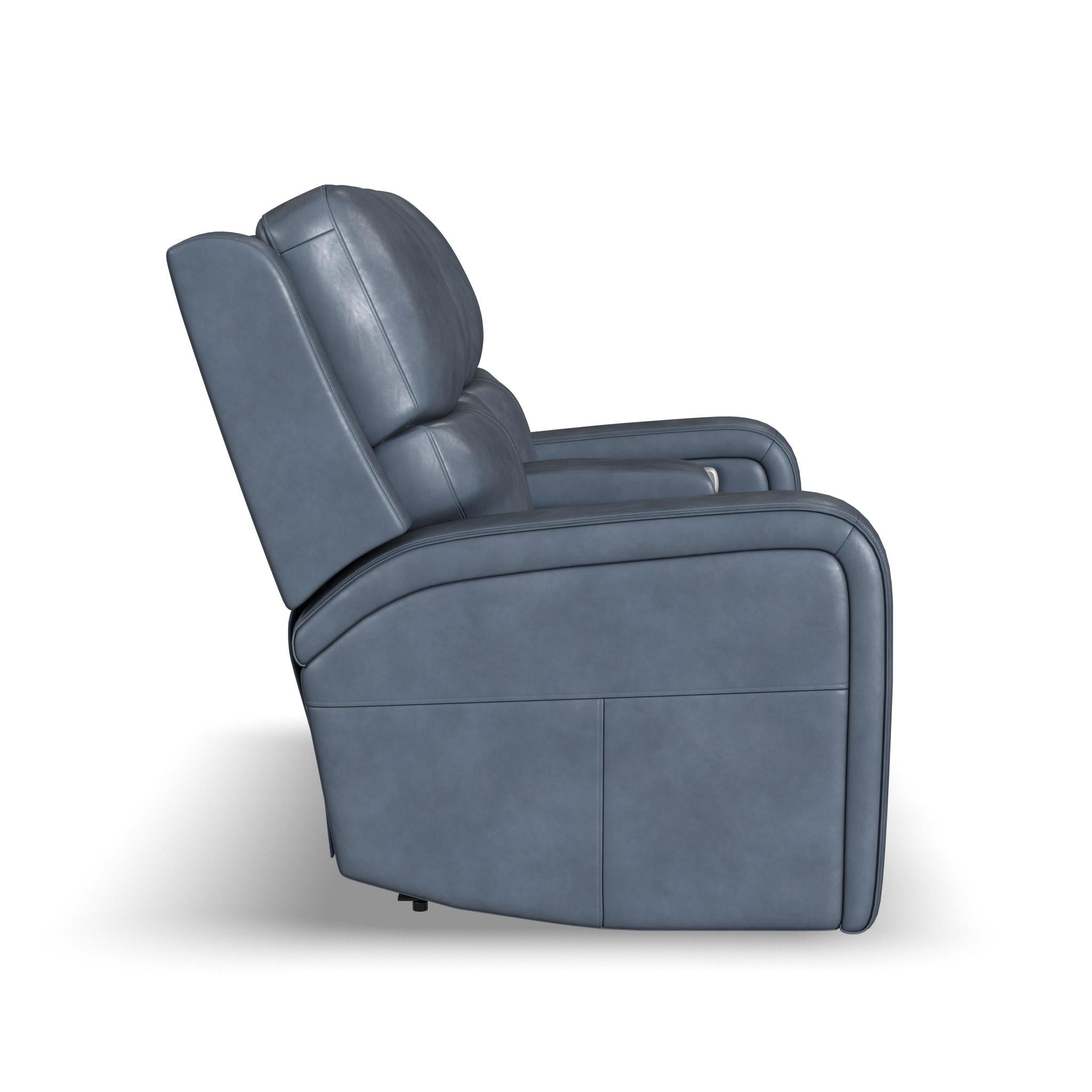 Oasis Leather Power Reclining Loveseat with Console, Power Headrests, Lumbar, Heat & Massage