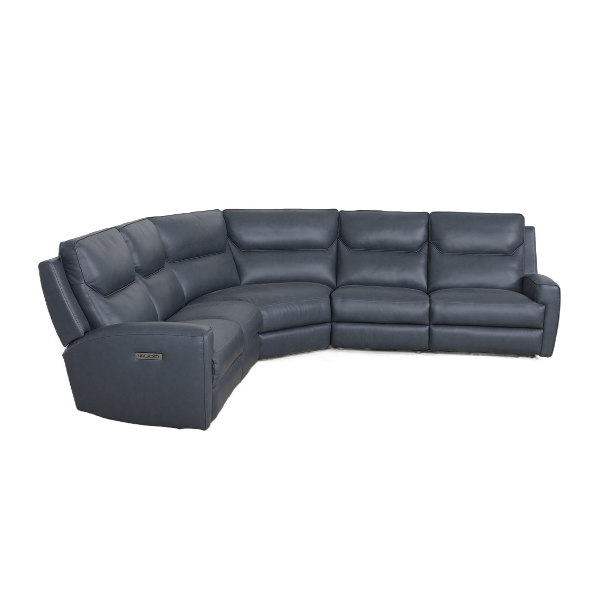 Argo Leather Power Reclining Sectional w/ Power Headrest & Lumbar