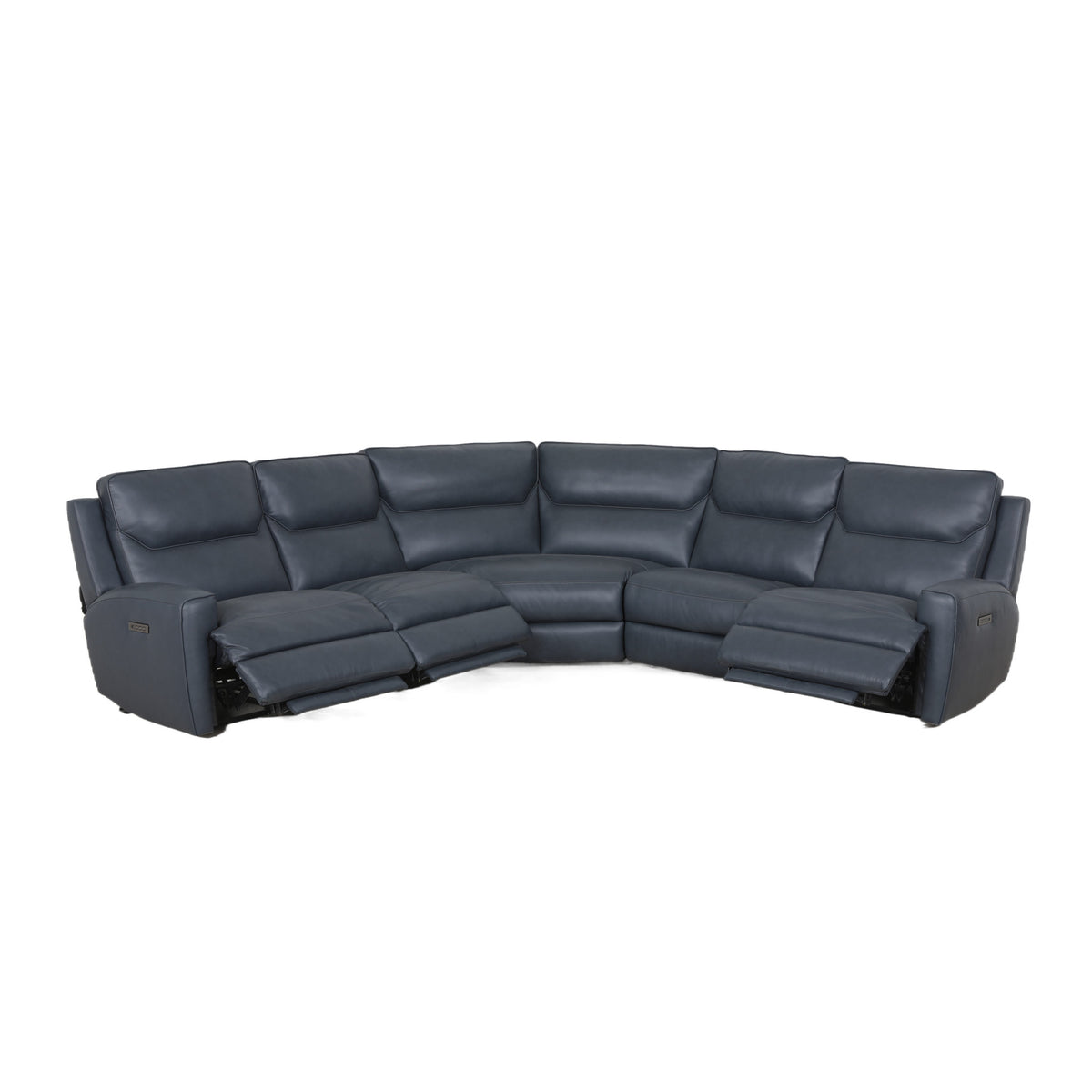 Argo Leather Power Reclining Sectional w/ Power Headrest & Lumbar