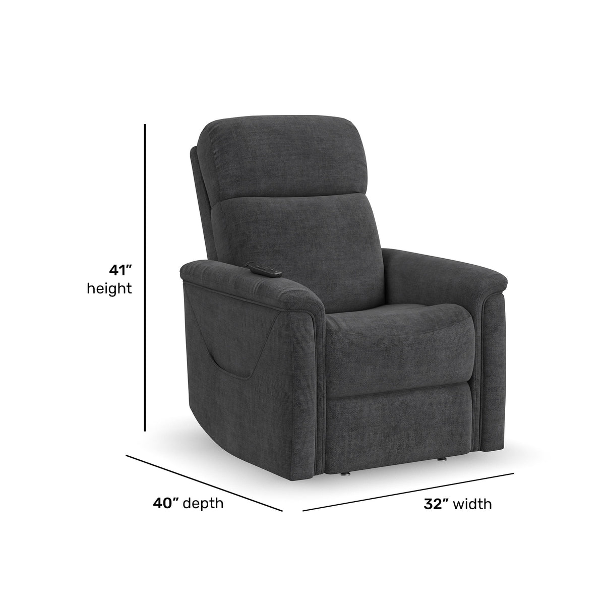 Luma Petite Fabric Petite Power Lift Recliner with Power Headrest, Lumbar, Heat & Massage