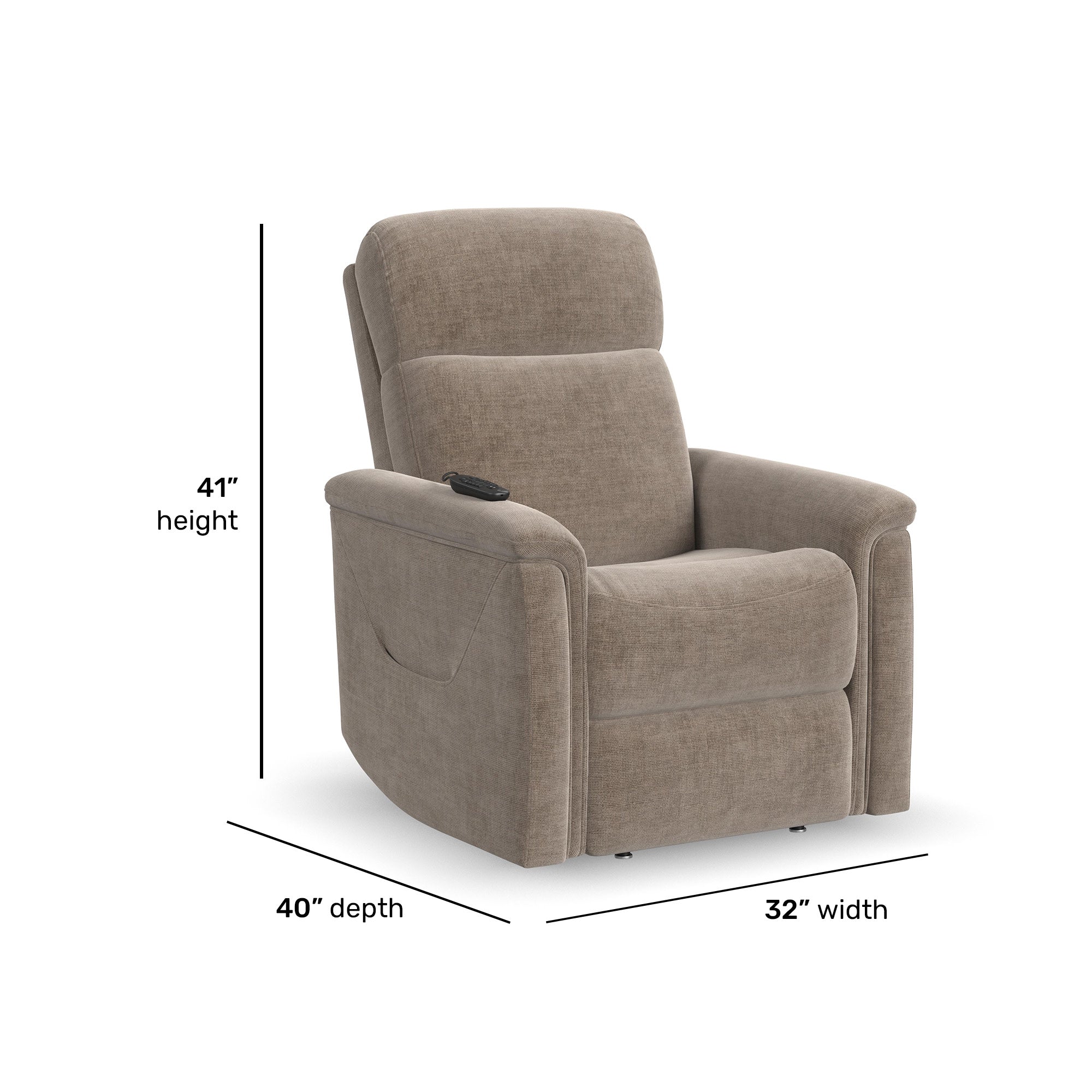 Luma Petite Fabric Petite Power Lift Recliner with Power Headrest, Lumbar, Heat & Massage