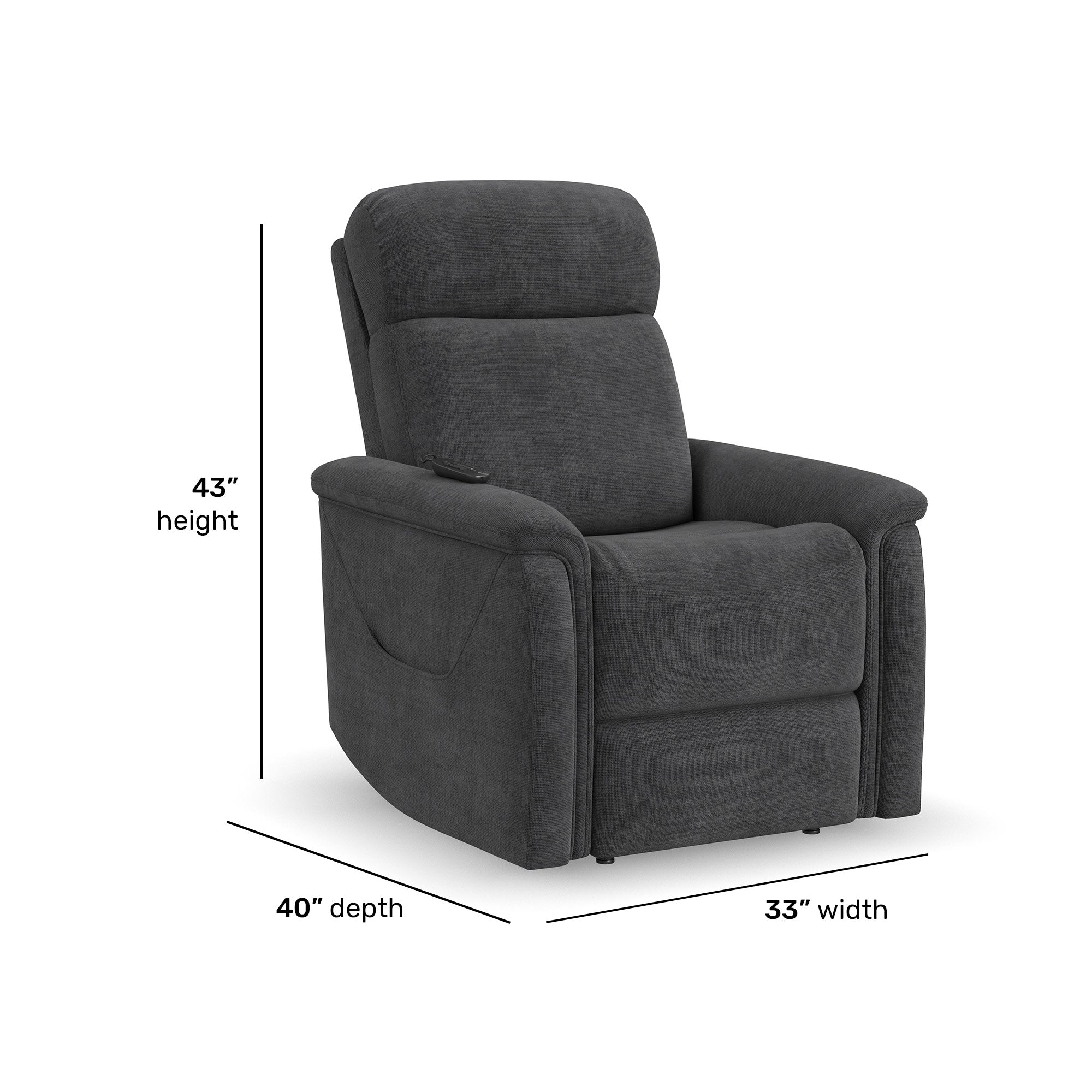 Luma Shadow Fabric Power Lift Recliner with Power Headrest, Lumbar, Heat & Massage
