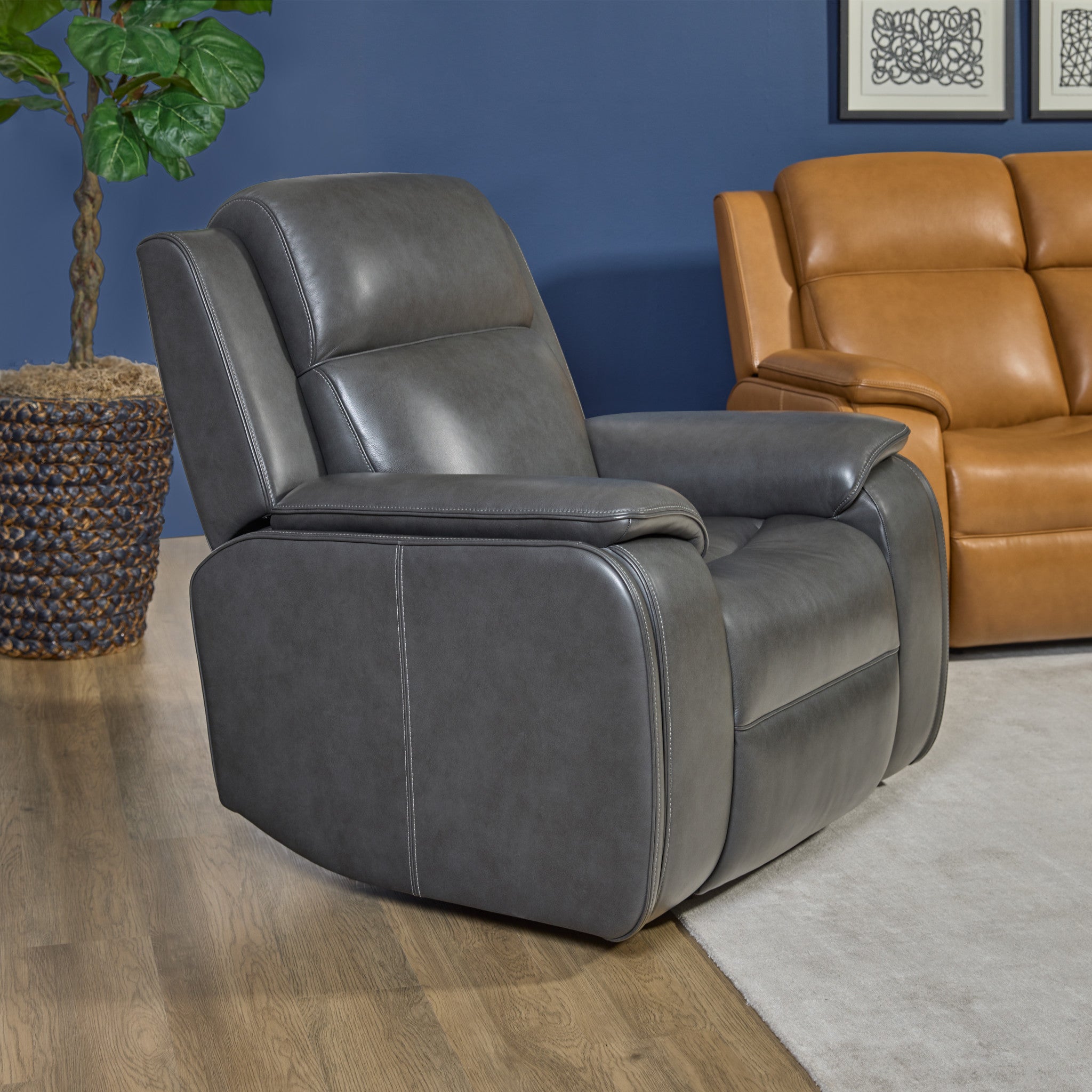 Ziggy Leather Power Recliner with Power Headrest, Lumbar, Heat & Massage
