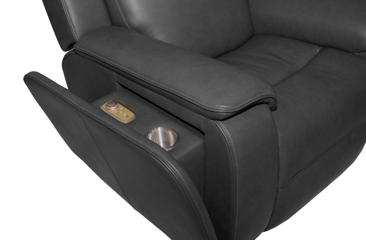 Ziggy Leather Power Recliner with Power Headrest, Lumbar, Heat & Massage