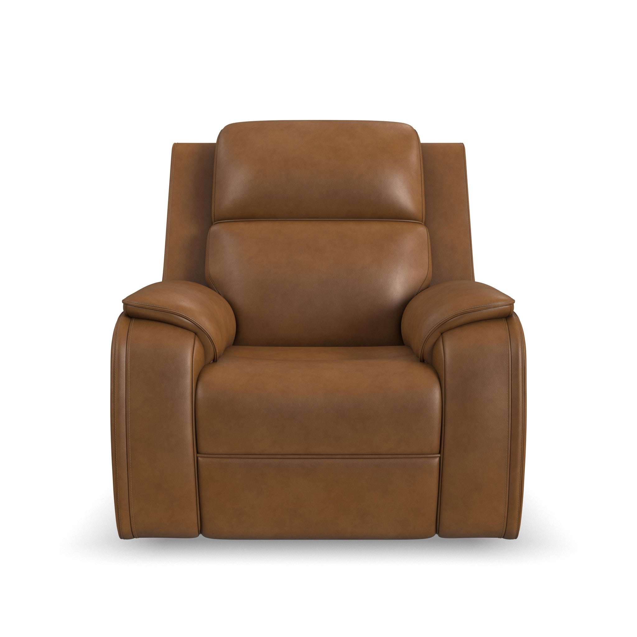 Ziggy Camel Leather Power Recliner with Power Headrest, Lumbar, Heat & Massage