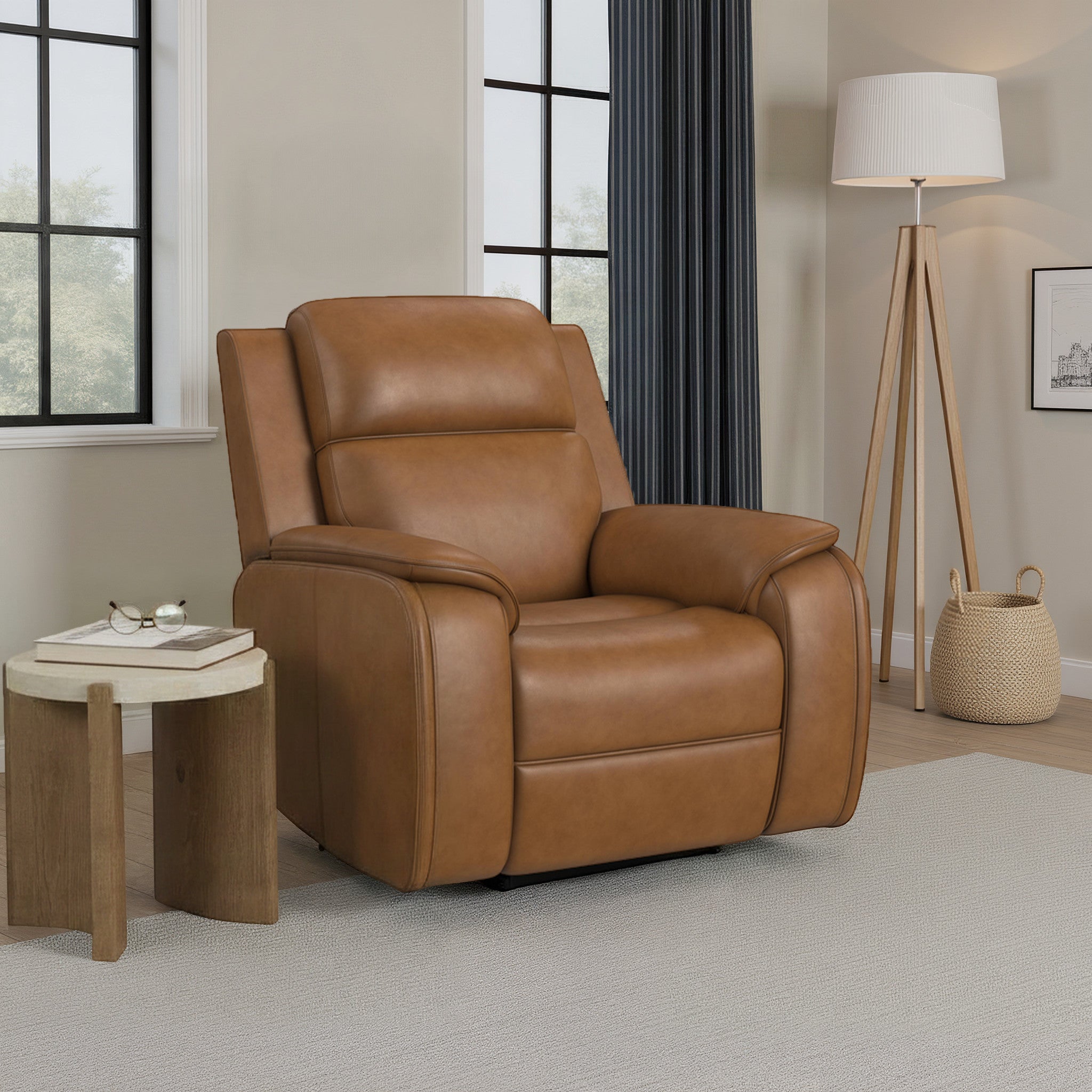 Ziggy Leather Power Recliner with Power Headrest, Lumbar, Heat & Massage
