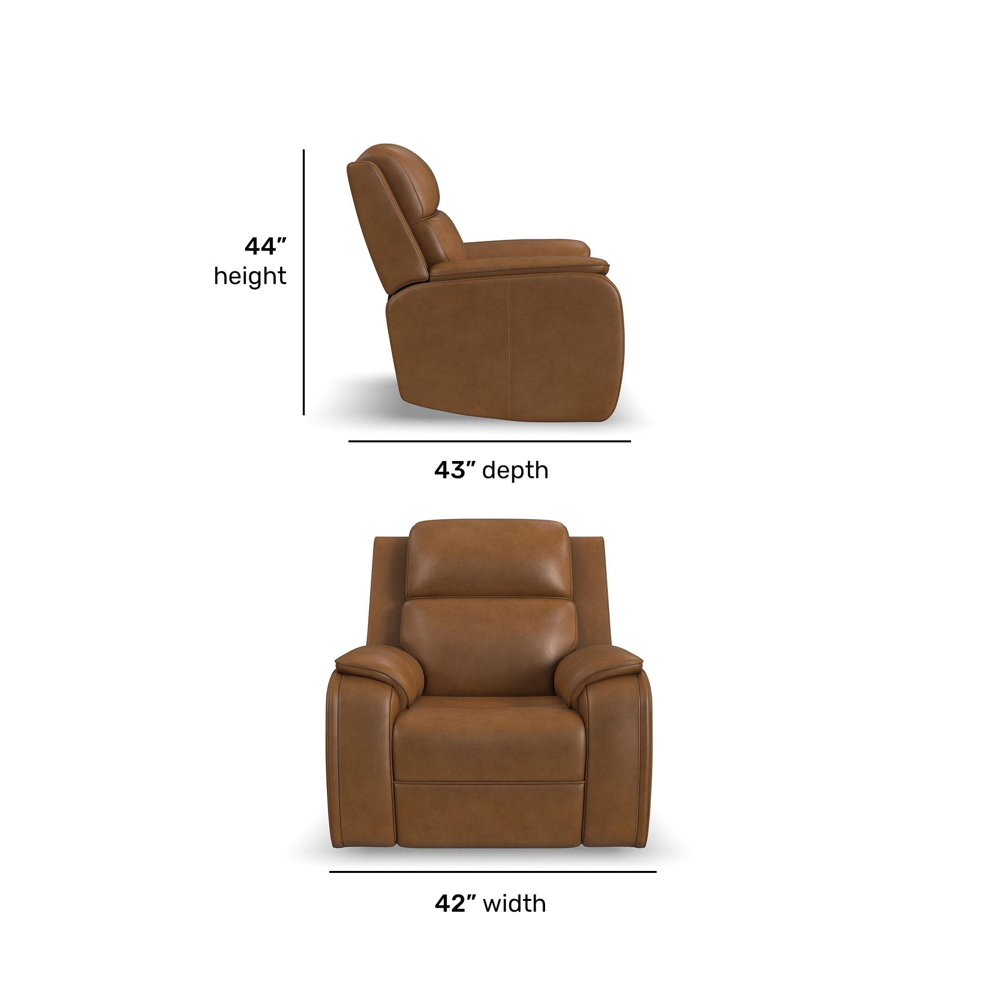Ziggy Leather Power Recliner with Power Headrest, Lumbar, Heat & Massage