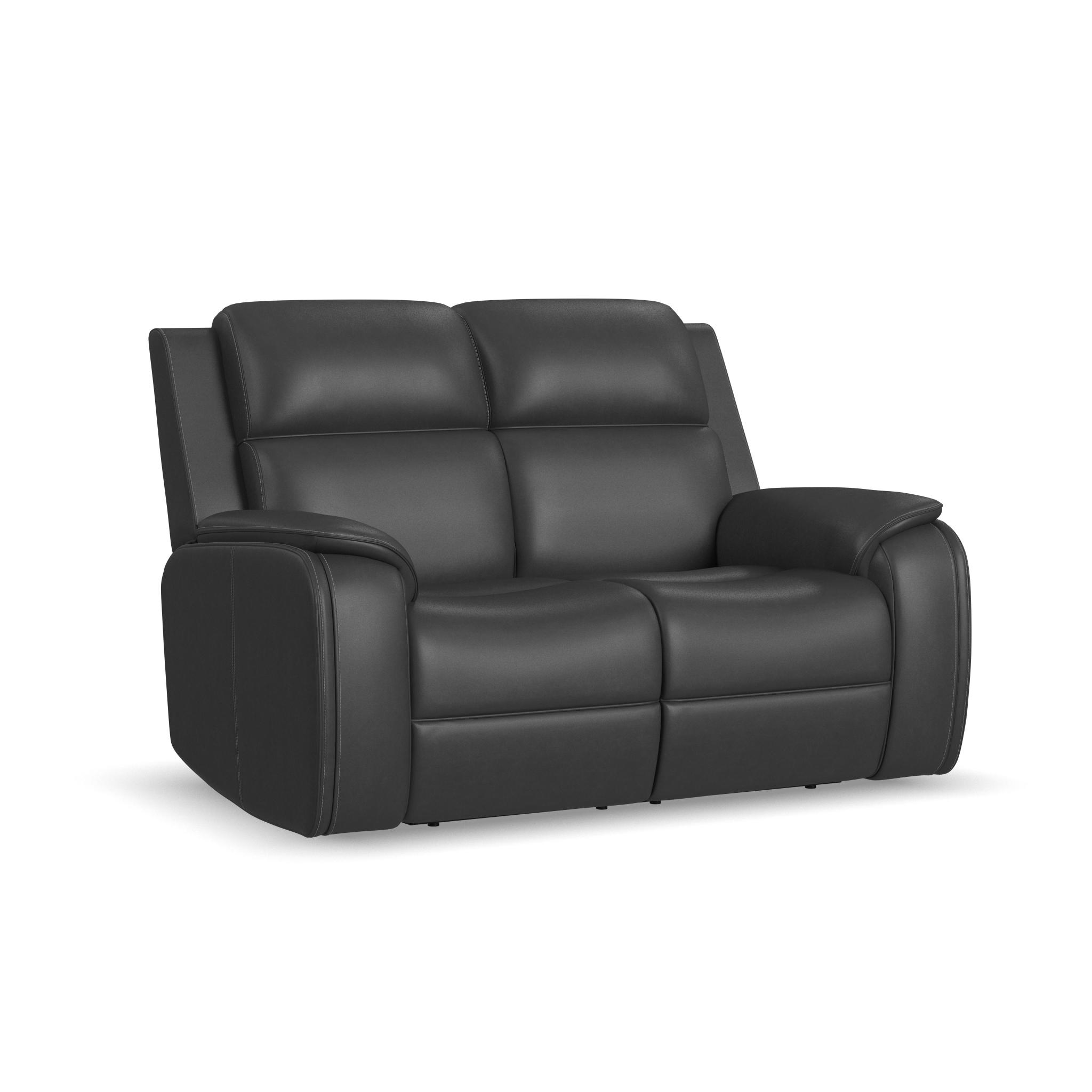 Ziggy Leather Power Reclining Loveseat with Power Headrest, Lumbar, Heat & Massage