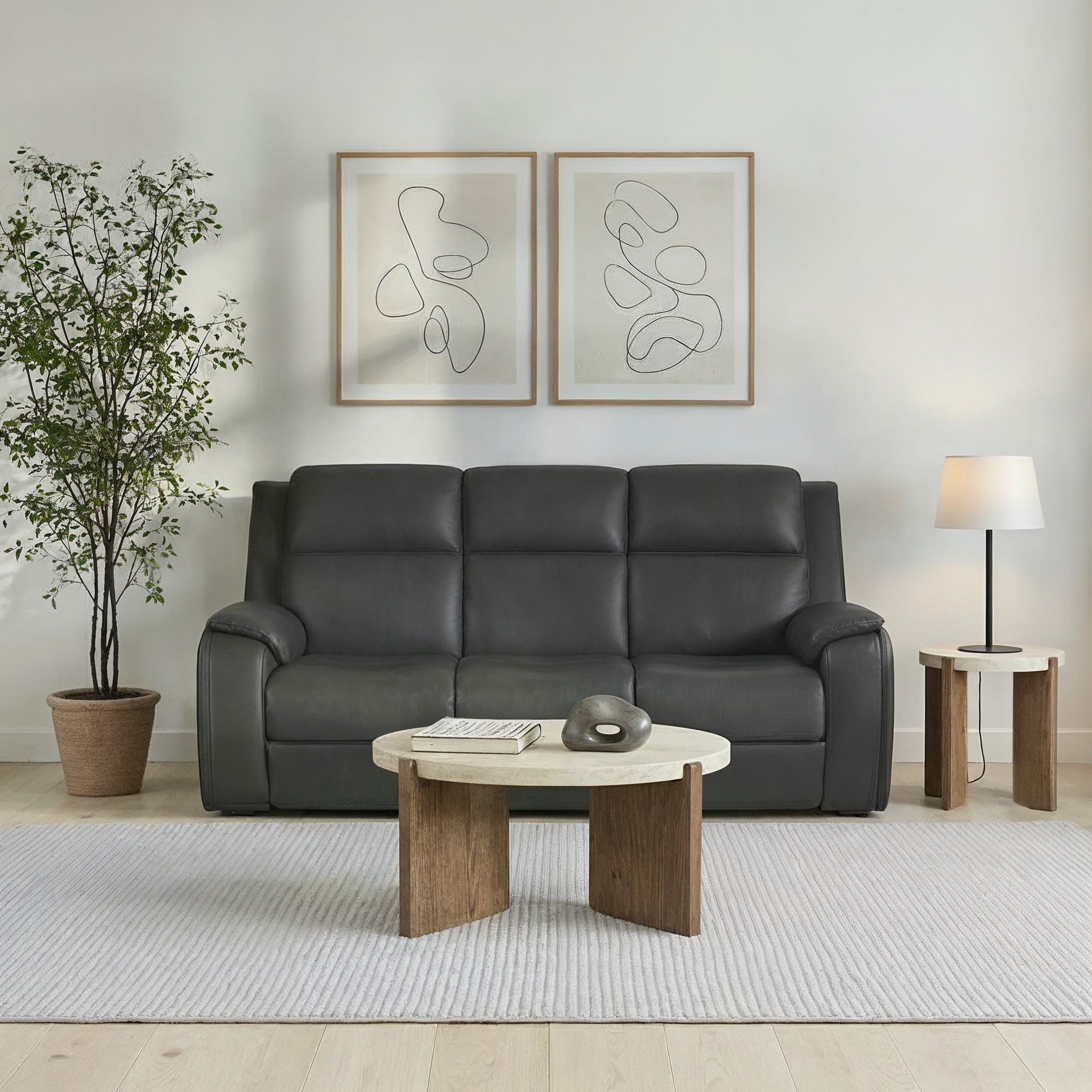 Ziggy Leather Power Reclining Sofa with Power Headrest, Lumbar, Heat & Massage