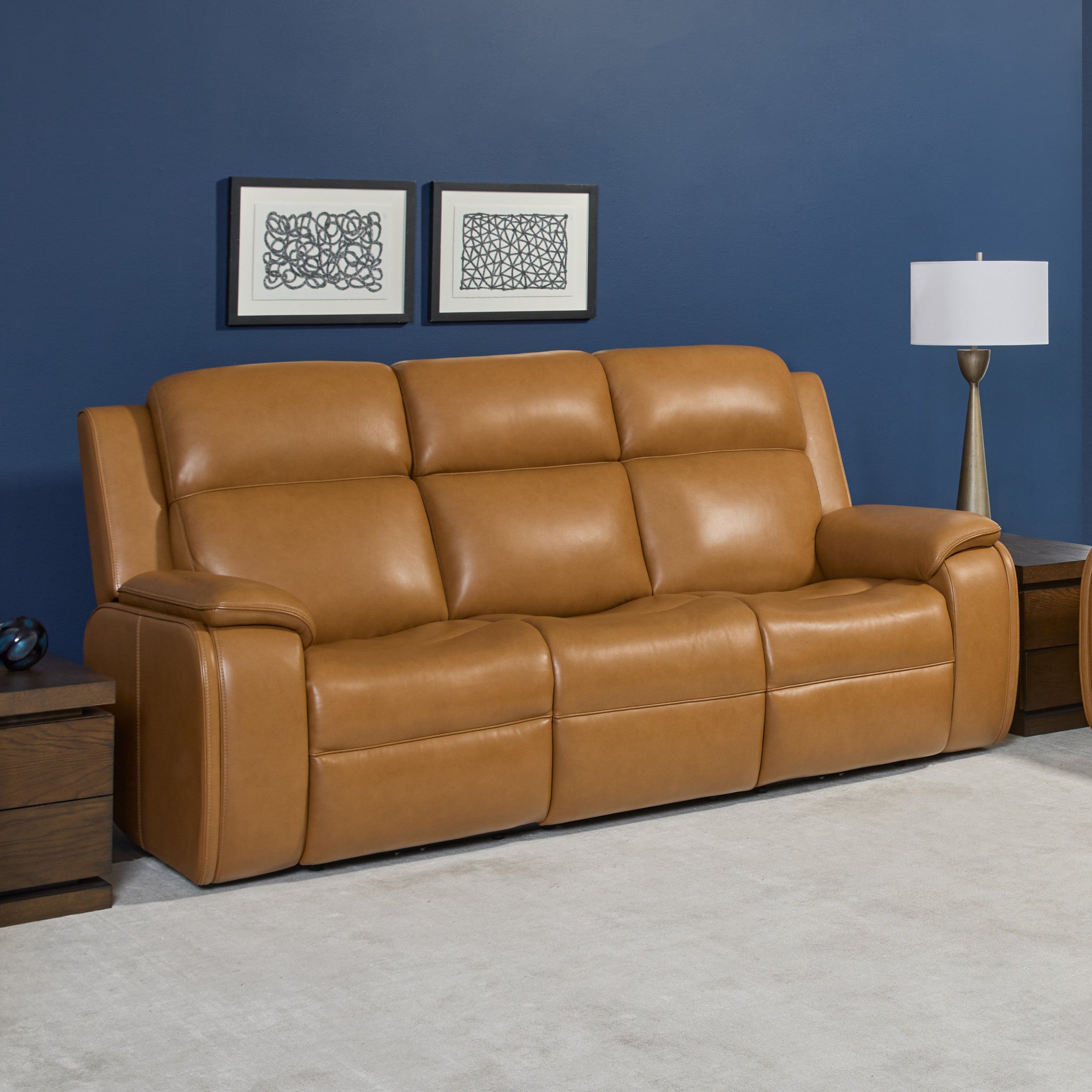 Ziggy Leather Power Reclining Sofa with Power Headrest, Lumbar