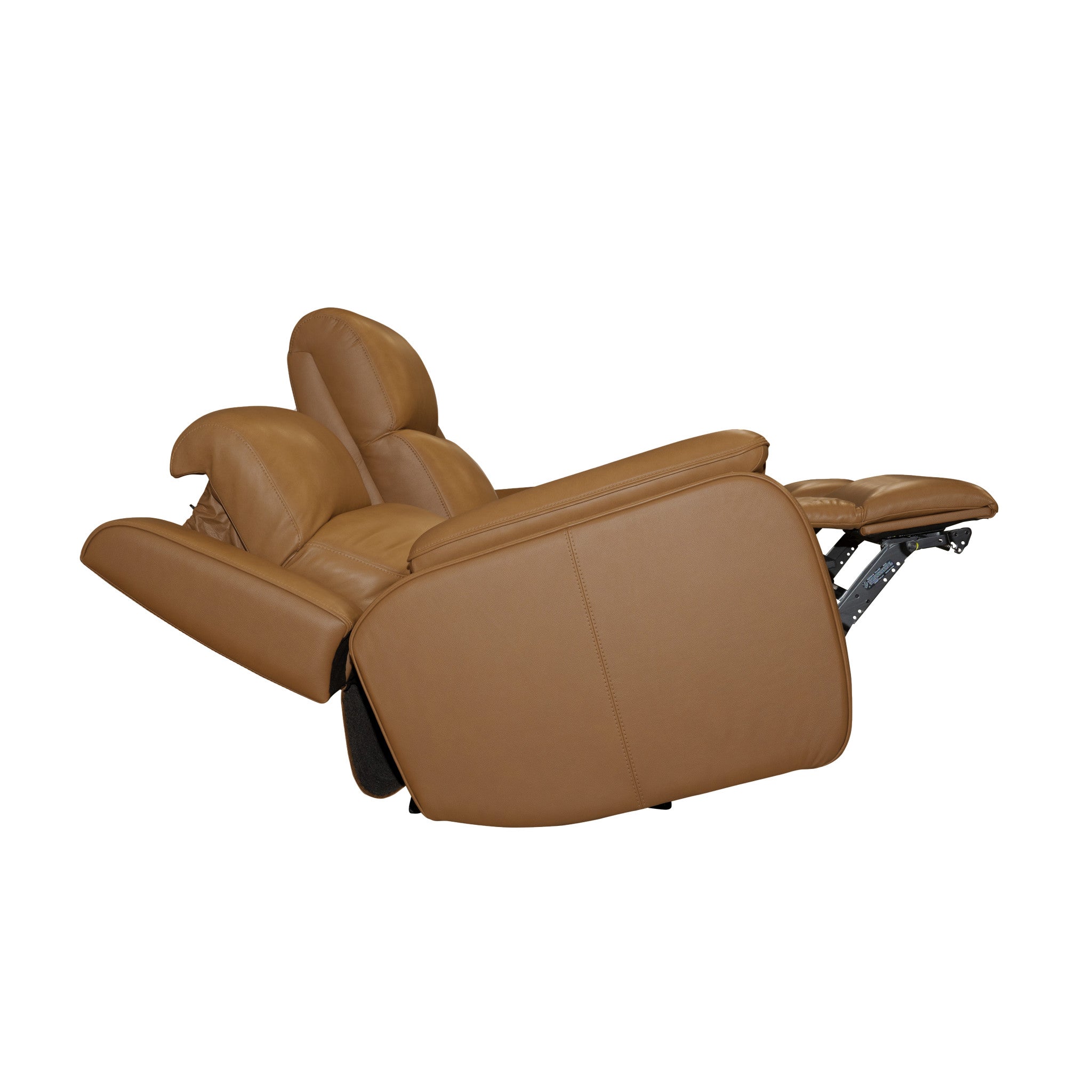 Ziggy Camel Leather Power Reclining Sofa with Power Headrest, Lumbar, Heat & Massage
