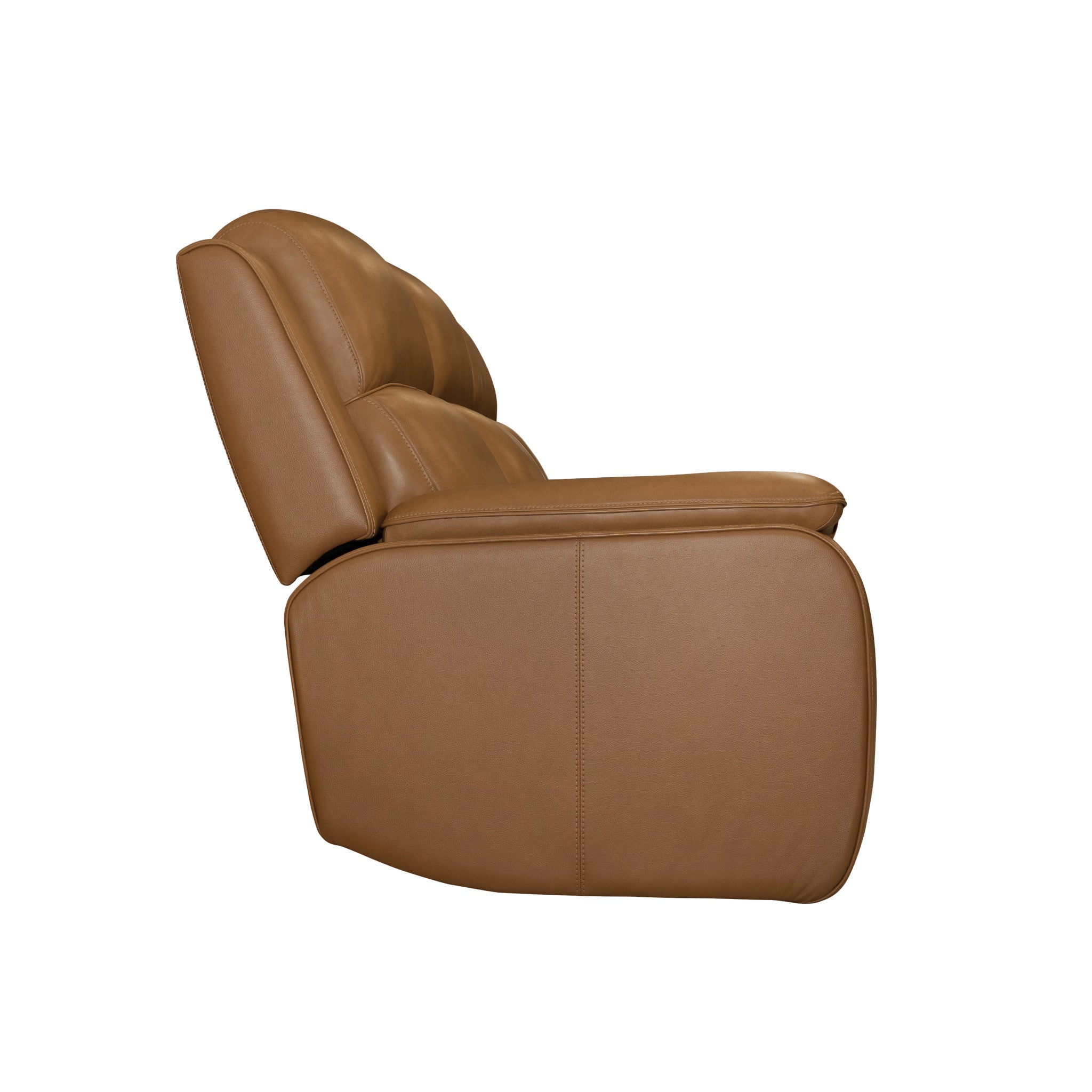 Ziggy Camel Leather Power Reclining Sofa with Power Headrest, Lumbar, Heat & Massage