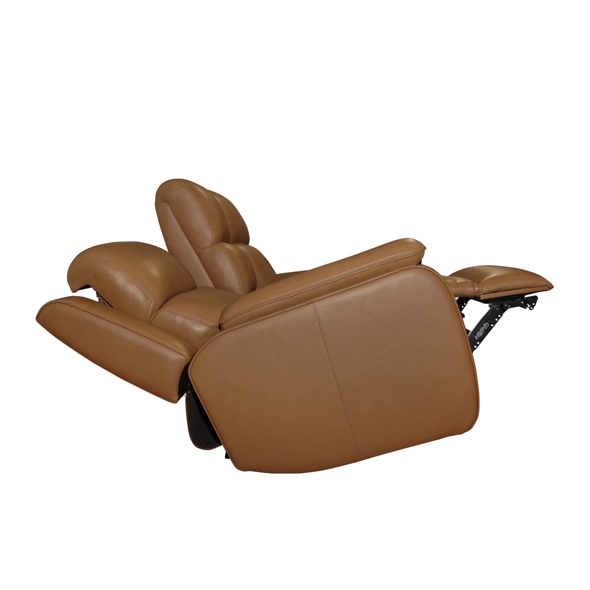 Ziggy Camel Leather Power Reclining Loveseat with Console, Power Headrest, Lumbar, Heat & Massage