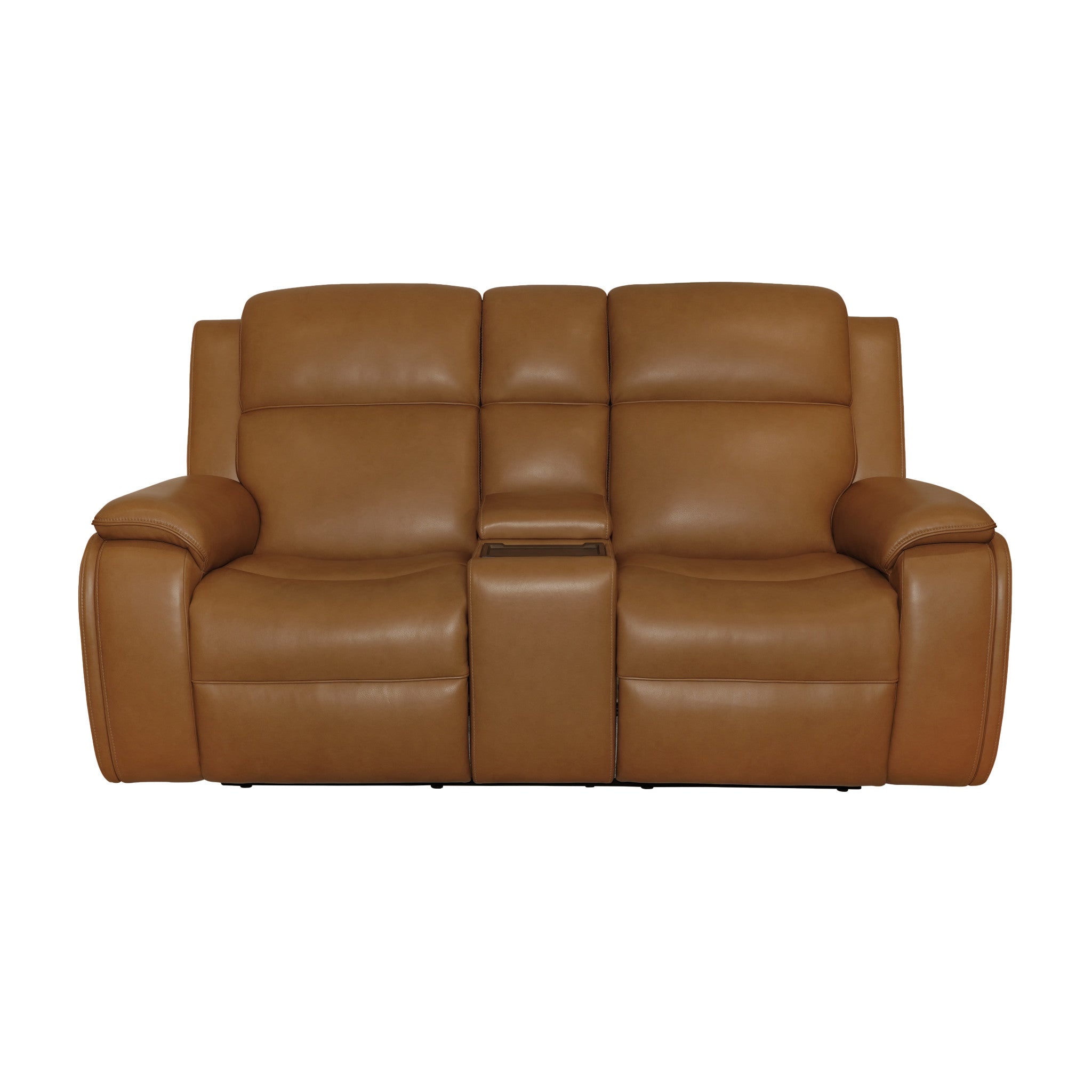 Ziggy Leather Power Reclining Loveseat with Console, Power Headrest, Lumbar, Heat & Massage