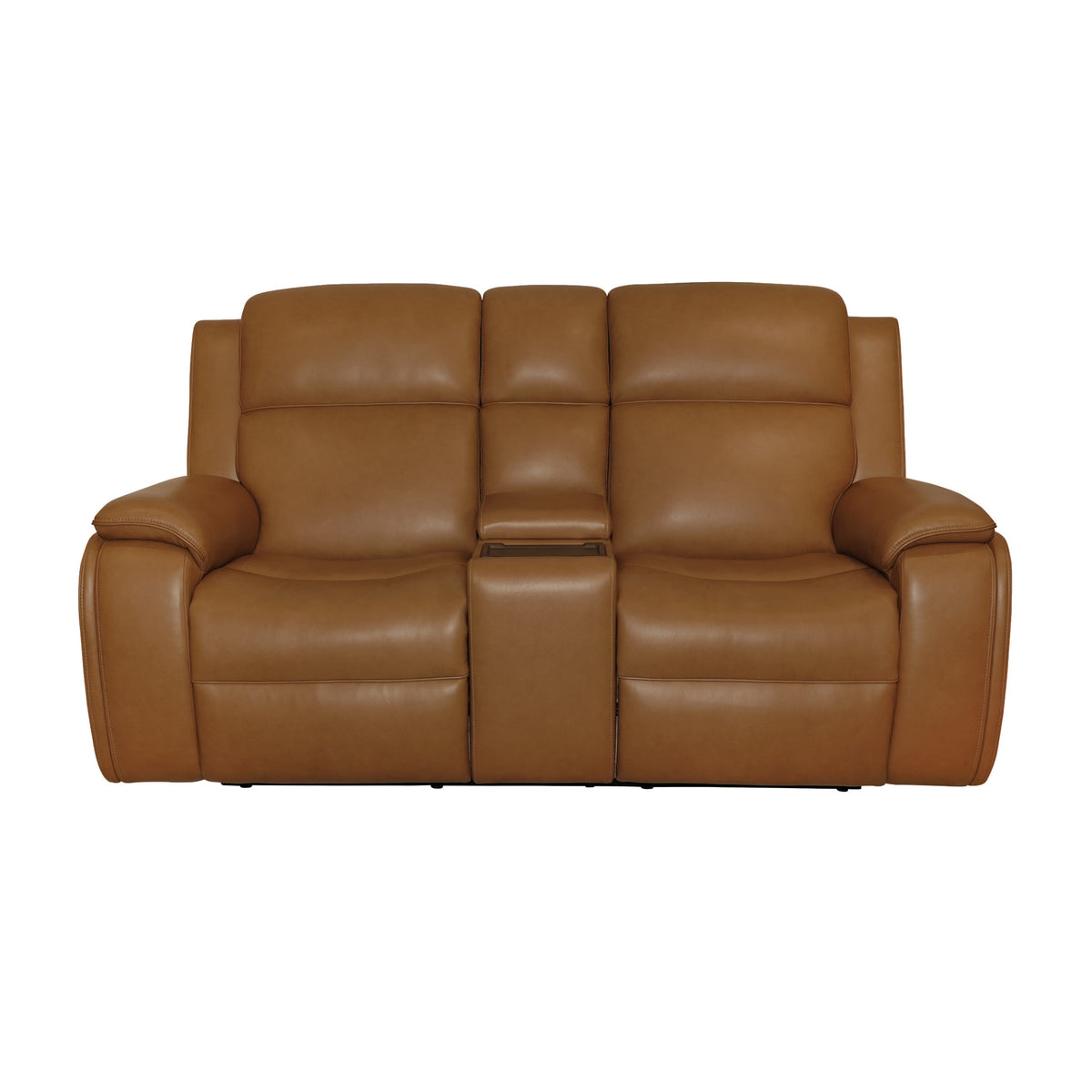 Ziggy Leather Power Reclining Loveseat with Console, Power Headrest, Lumbar, Heat & Massage