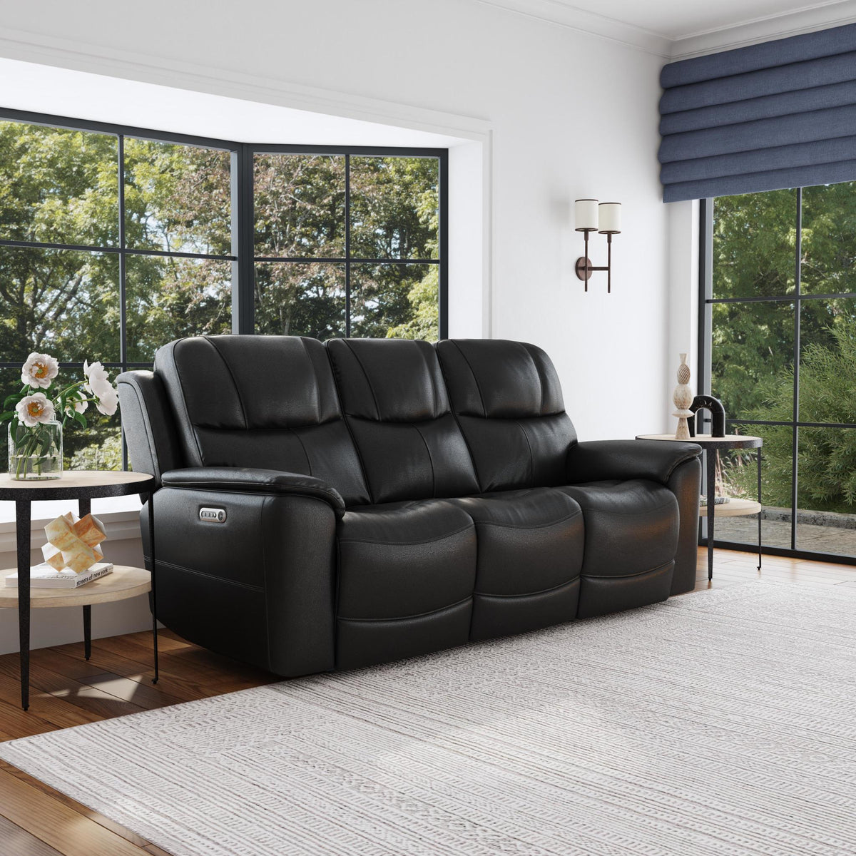 Crew Leather Power Reclining Sofa with Power Headrests & Lumbar