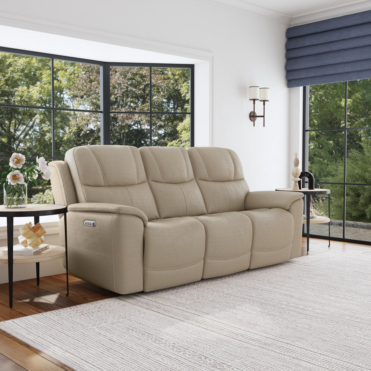 Crew Leather Power Reclining Sofa with Power Headrests & Lumbar