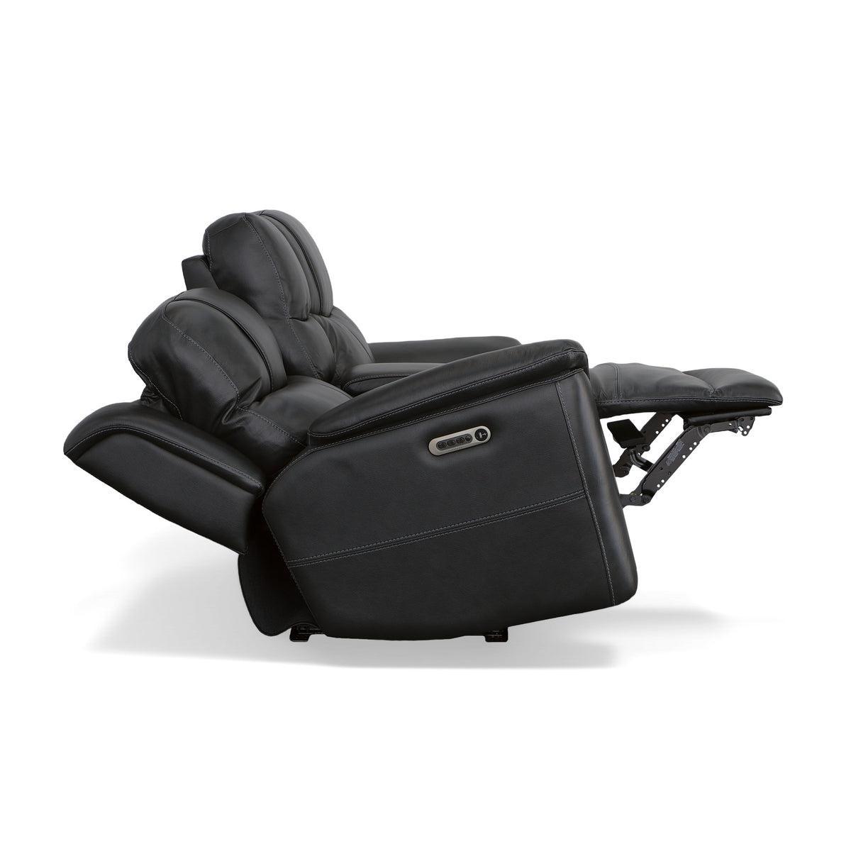 Crew Leather Power Reclining Loveseat with Console, Power Headrests & Lumbar