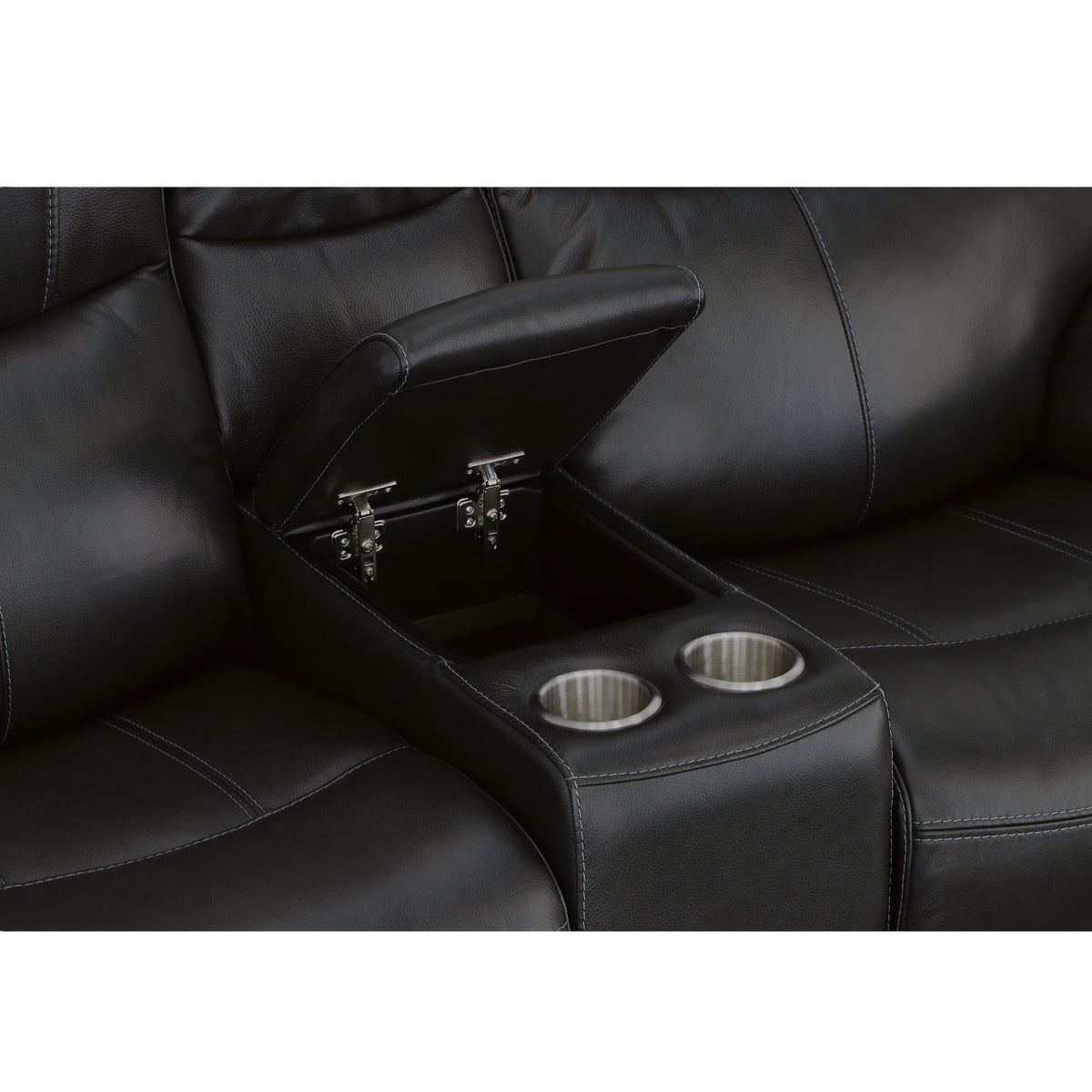 Crew Leather Power Reclining Loveseat with Console, Power Headrests & Lumbar