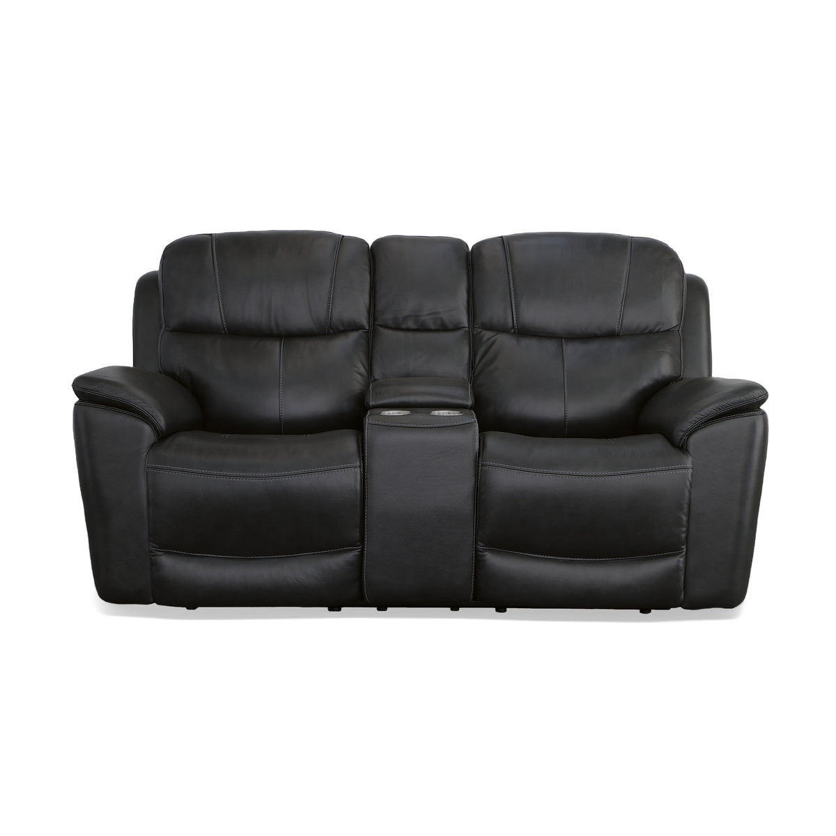 Crew Leather Power Reclining Loveseat with Console, Power Headrests & Lumbar